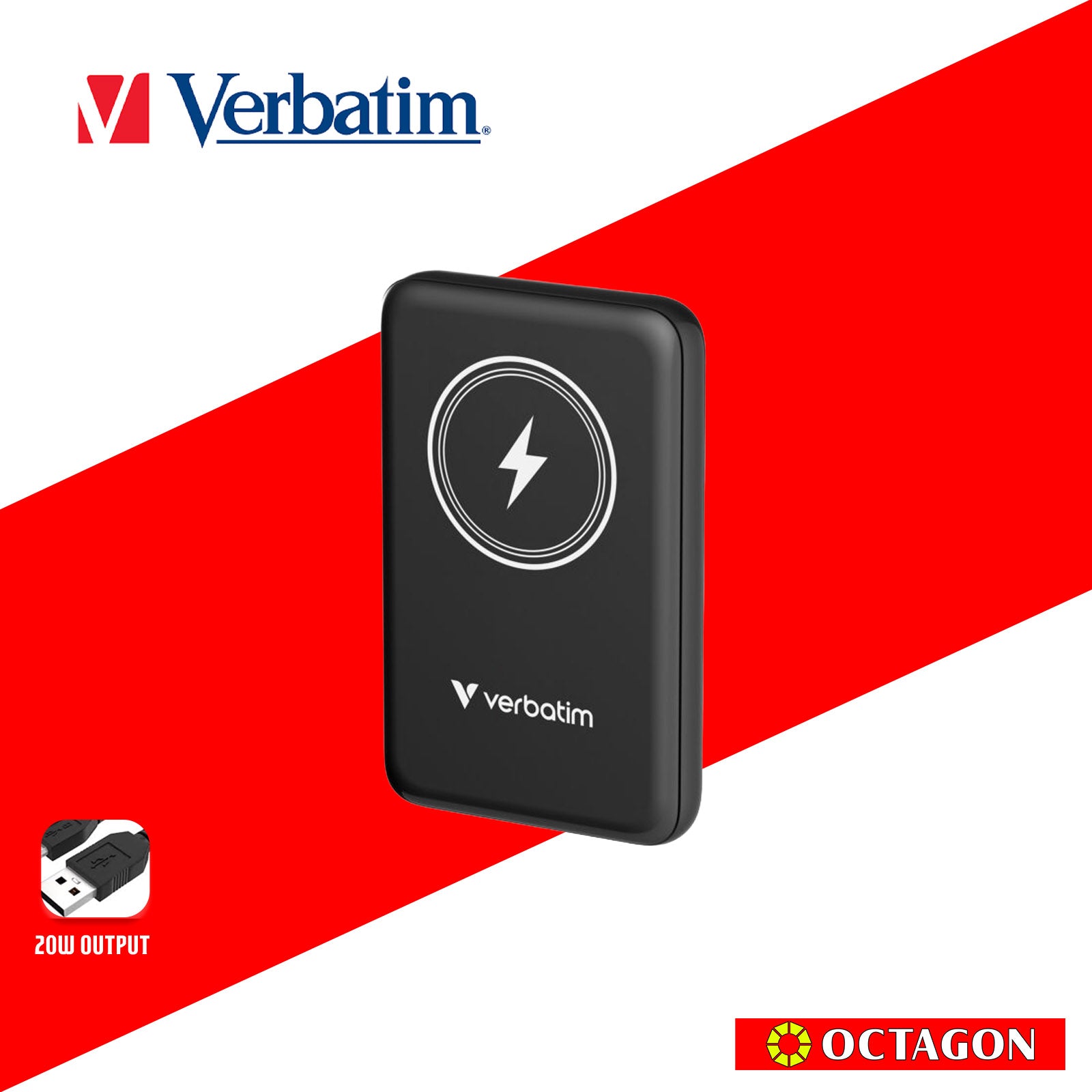 VERBATIM 32245 MAGNETIC WL 10000 MAH POWER PACK MCP - PD 20W MWC 15W BLACK