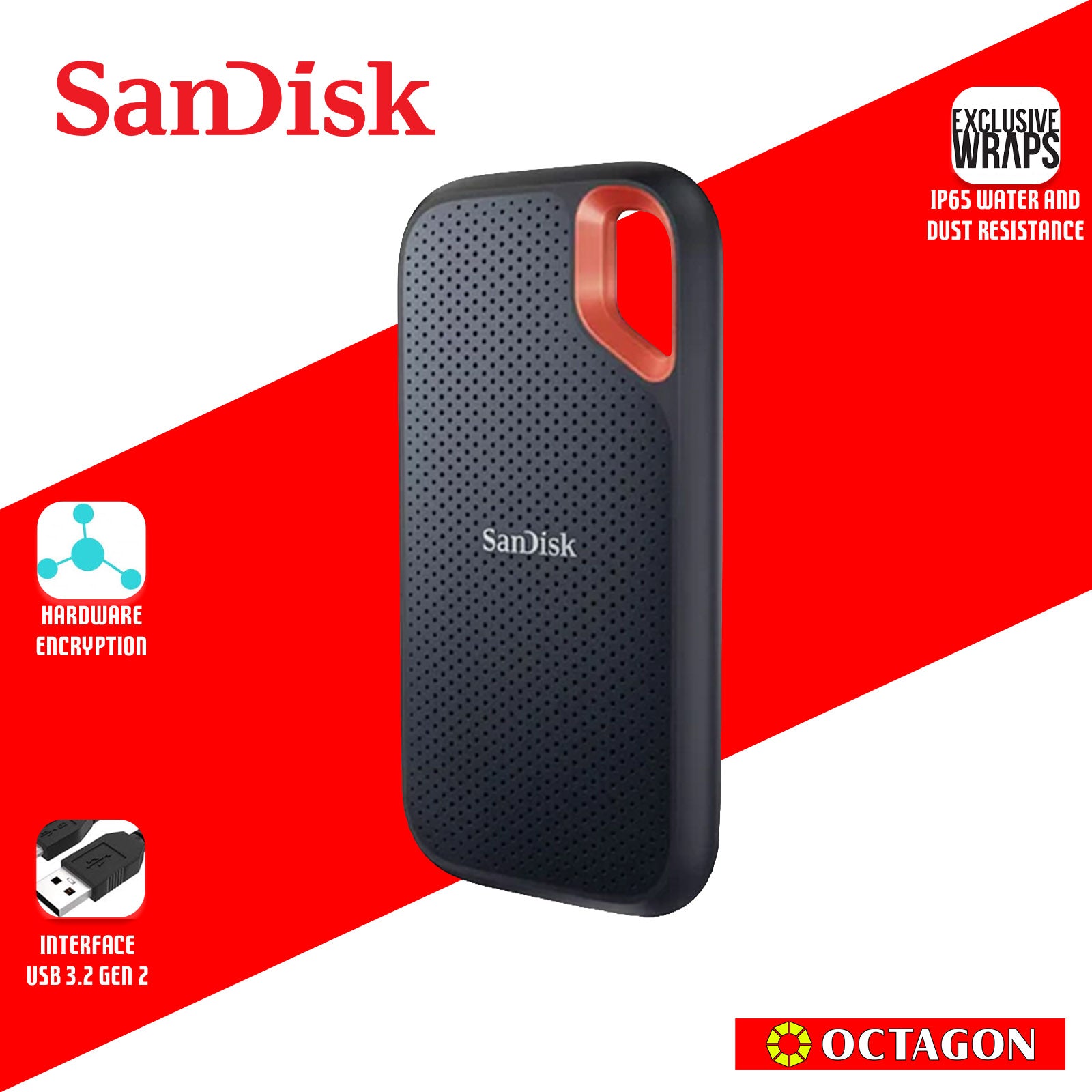 SANDISK E61 1TB BLACK PORTABLE SSD (SDSSDE61-1T00-G25)