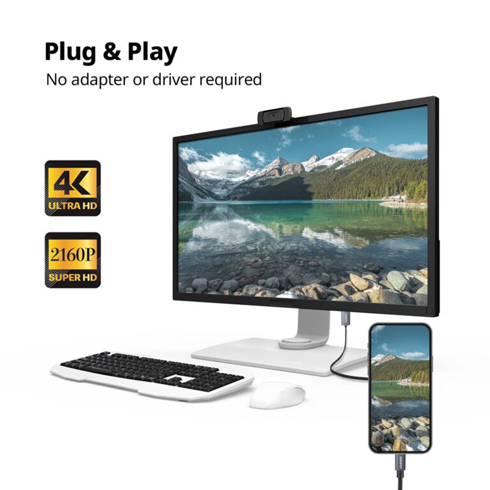 SUPERV HC02 TypeC to HDMI 2.0 Cable, Ultra HD 4Kx2K@60 Hz, 20cm