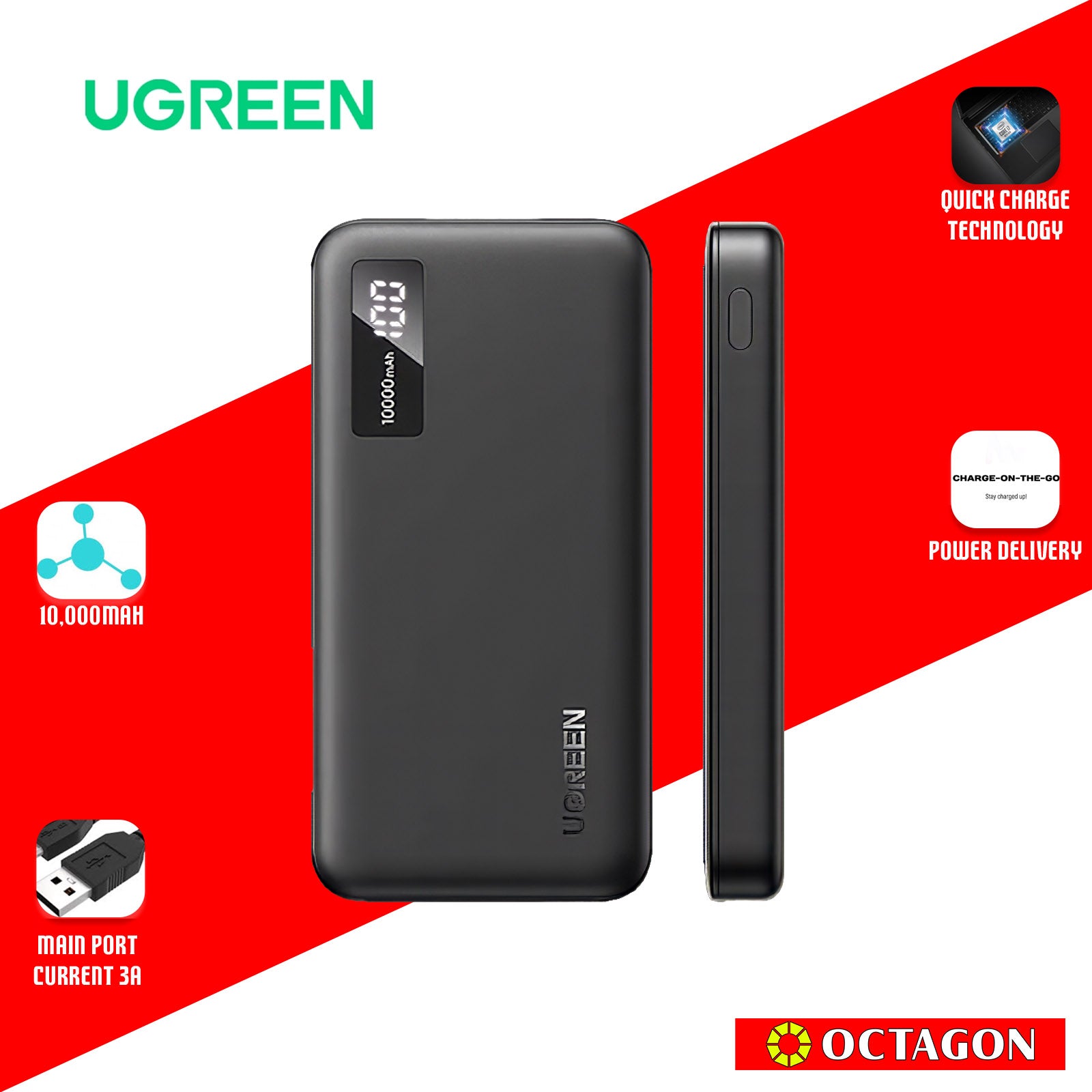 UGREEN PB311/25742 10000MAH POWERBANK 20W - SPACE GRAY