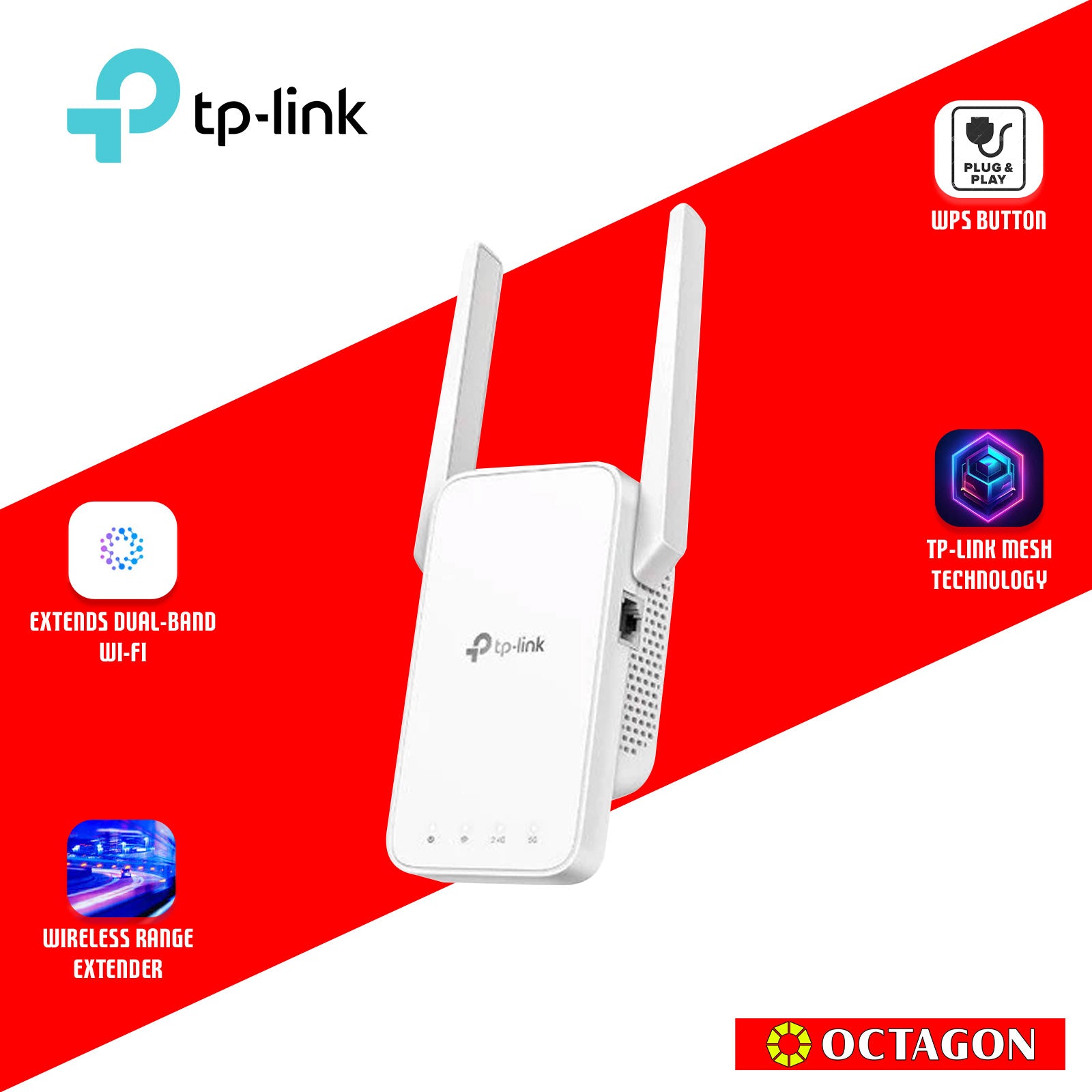 TPLINK RE215 AC750 MESH DUAL BAND WI-FI RANGE EXTENDER WIFI REPEATER