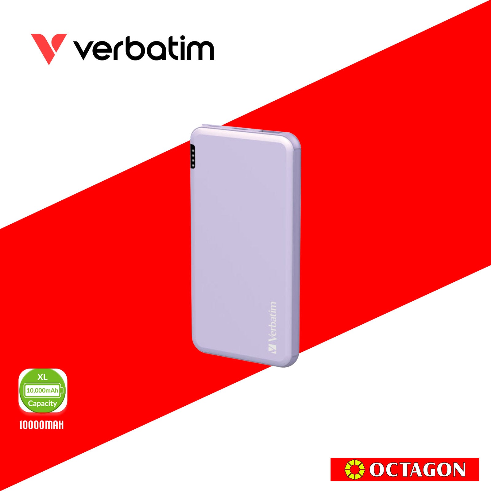 VERBATIM 66441 10000MAH LIGHTWEIGHT POWER PACK PD 18W + QC 3.0 18W (PURPLE)