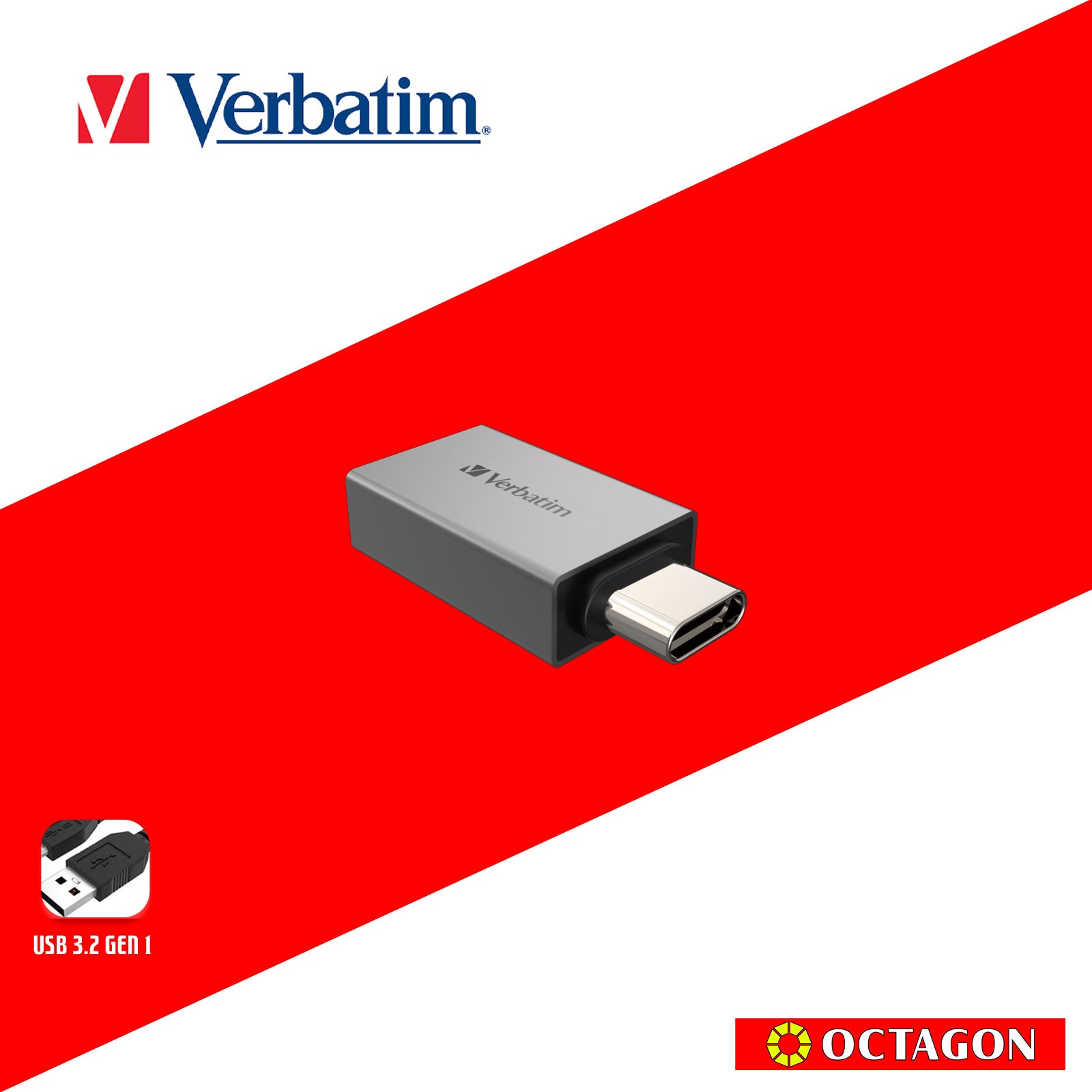 VERBATIM 66885 USB C 3.2 GEN 1 TO TYPE C ADAPTER GREY