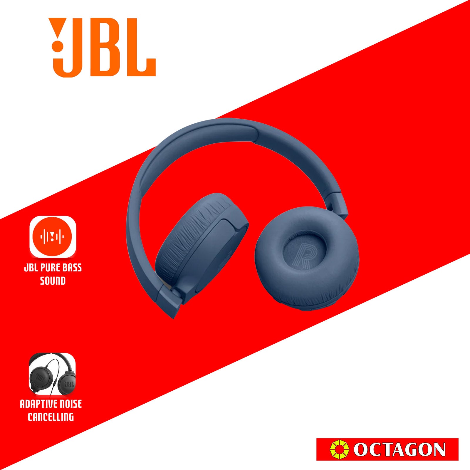 JBL T670NC BLUE WIRELESS ON-EAR HEADPHONE