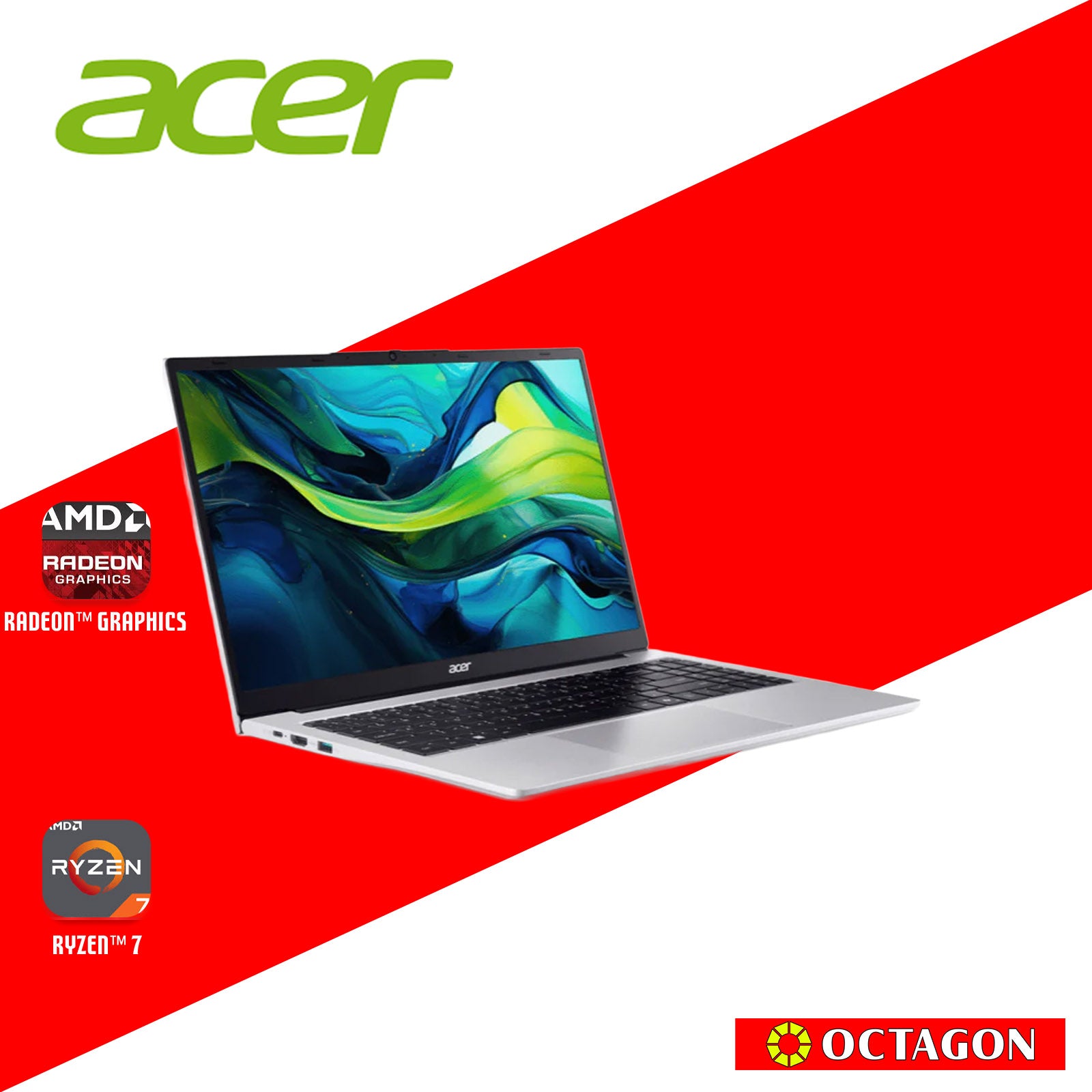 ACER ASPIRE LITE AL15-41P-R3X2/ RYZEN 7 5700U/ 16GB/ 1TB SSD/ 15.6" IPS FHD/ WIN 11/ OFFICE HOME 2024 + OFFICE 365 1YR/ SILVER