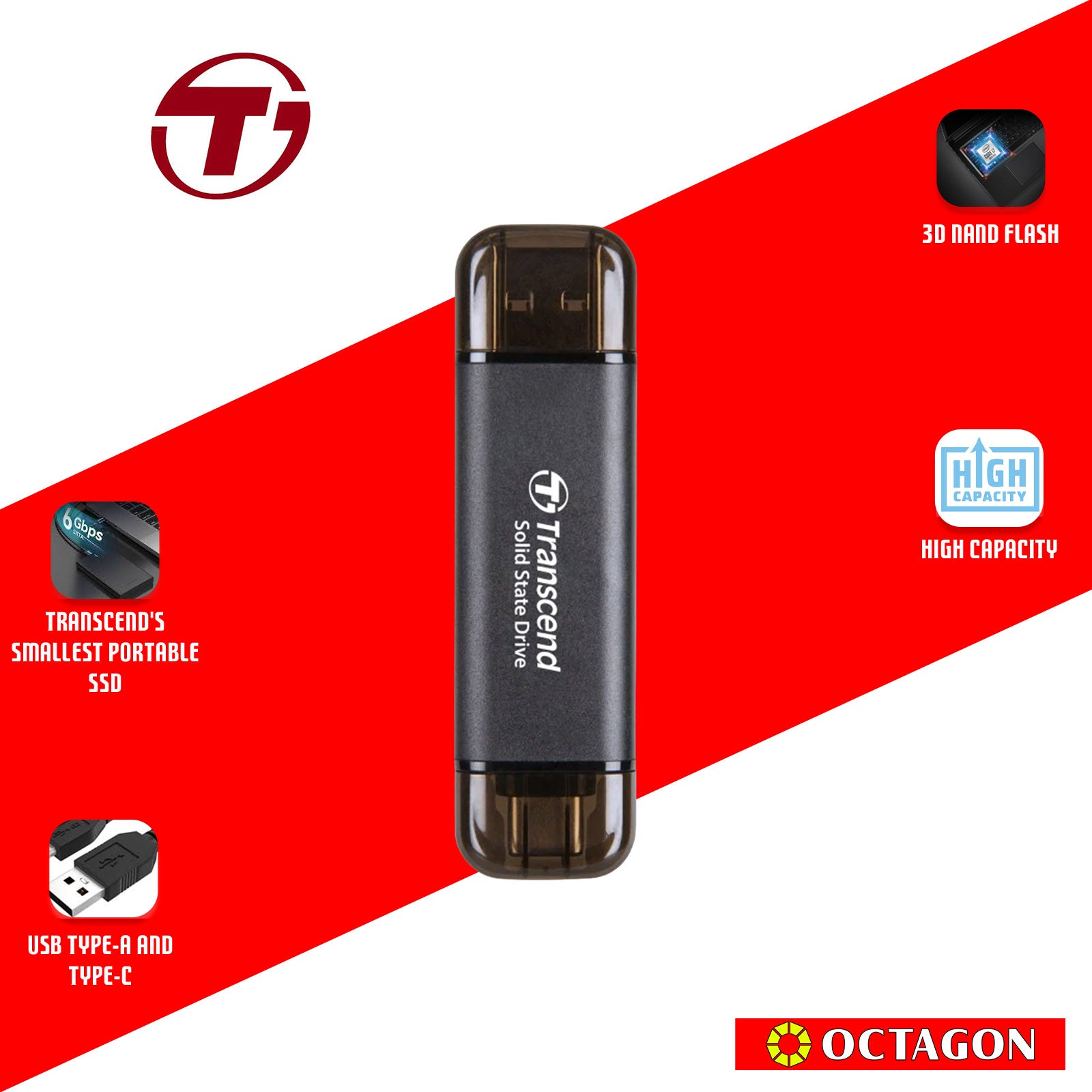 TRANSCEND TS256GESD310C 256GB EXTERNAL SSD BLK