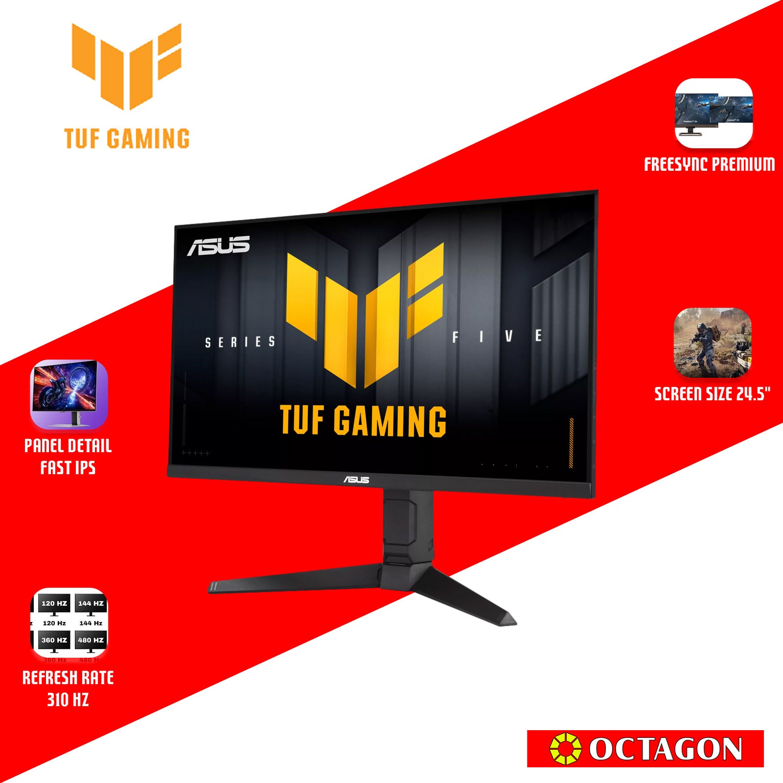 ASUS TUF VG259QMRL5A 24.5" FHD IPS 310HZ 0.3MS GAMING MONITOR