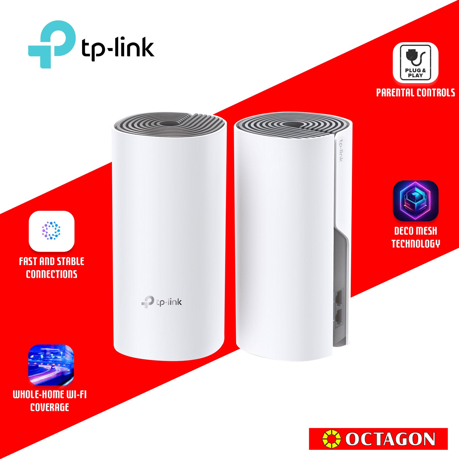 TPLINK DECO E4 (2 PACK) AC1200 WHOLE HOME MESH WI-FI SYSTEM MESH ROUTER