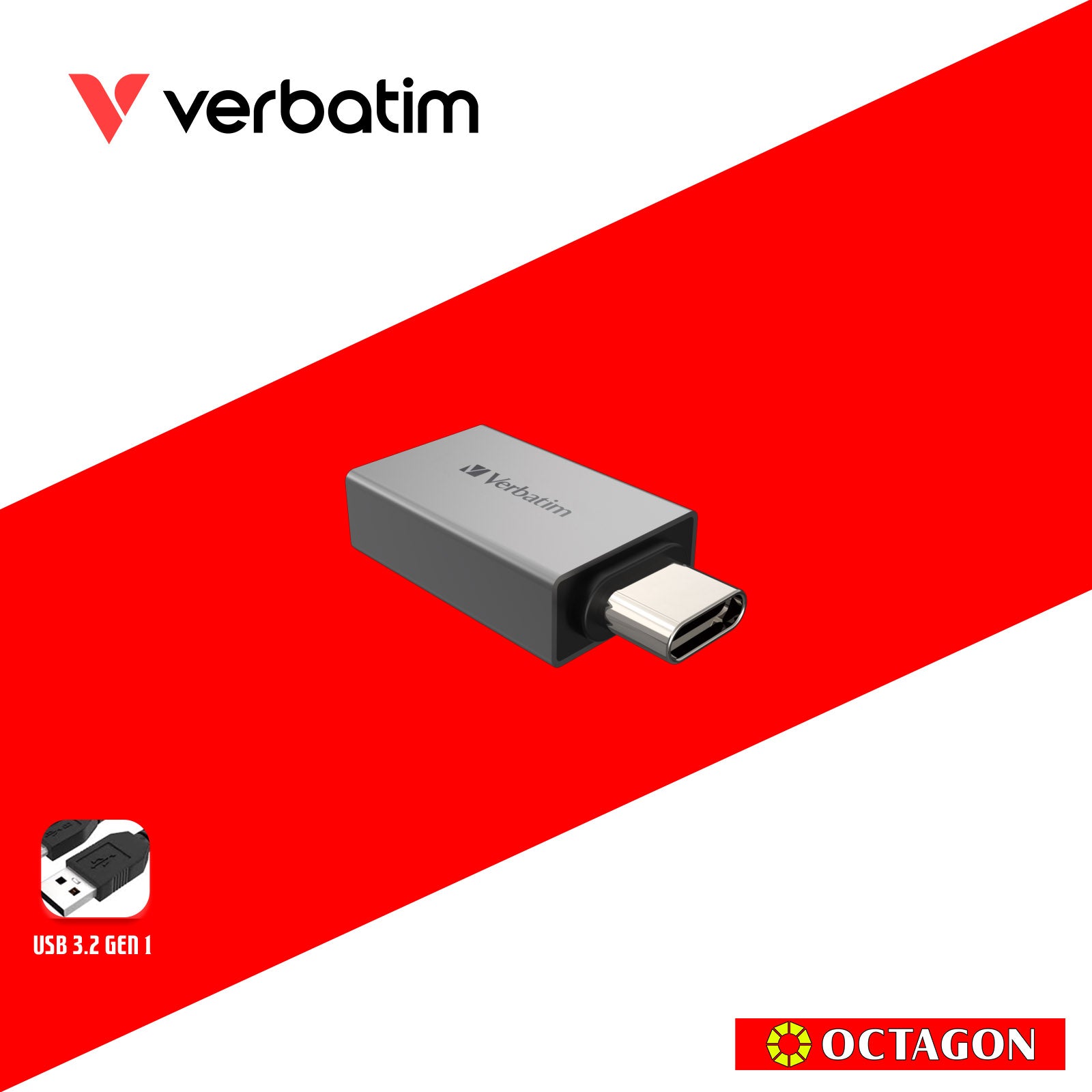VERBATIM 66885 USB C 3.2 GEN 1 TO TYPE C ADAPTER GREY
