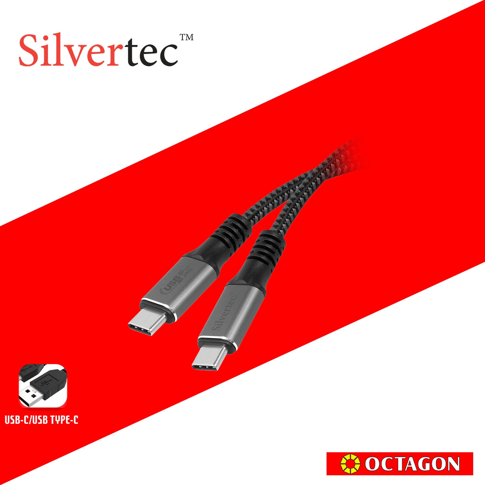 SILVERTEC SW-CC4120-BK USB4.0 C 1.2M 240W 40GBPS CABLE