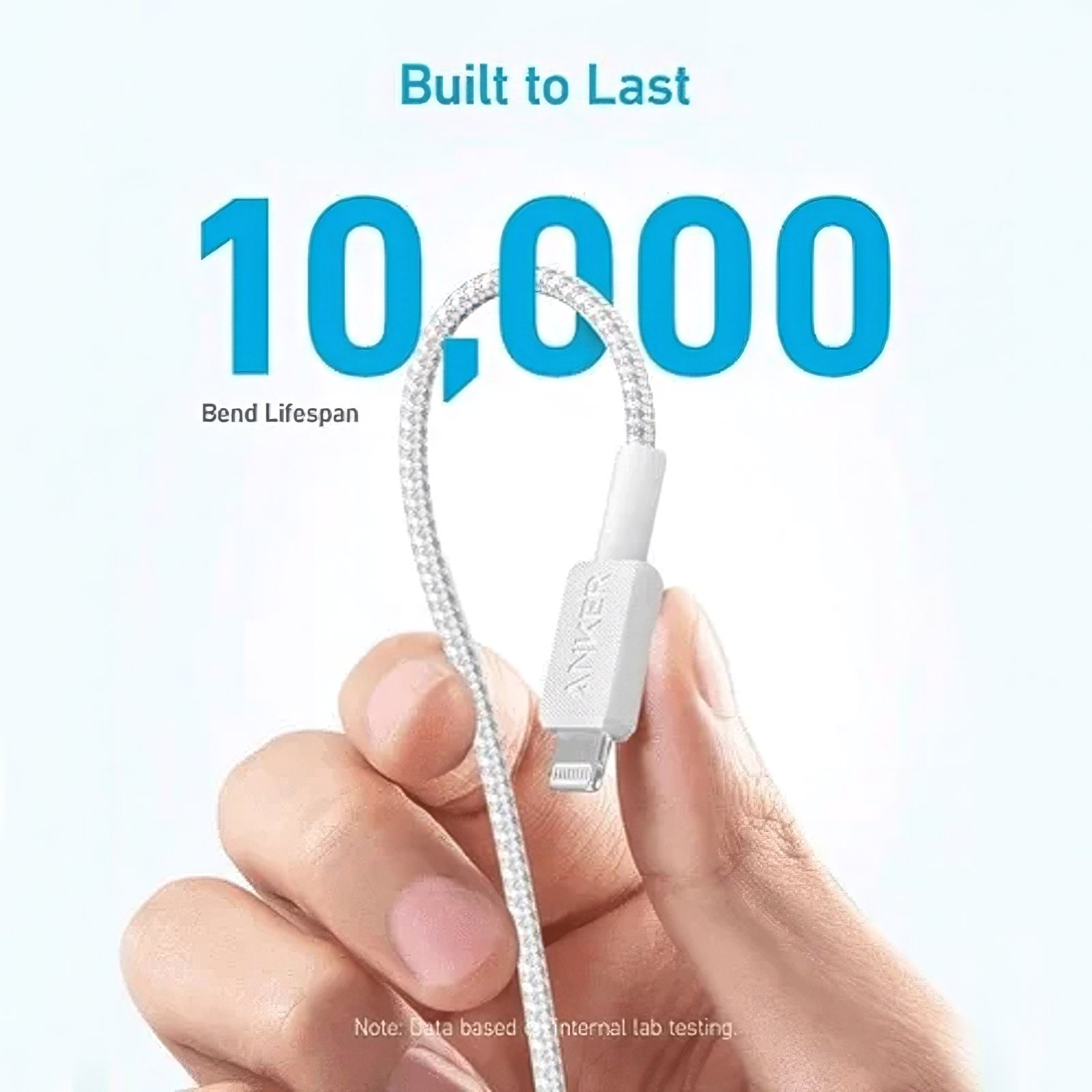 ANKER 322 A81B5H21 WHITE USB-C TO LIGHTNING CABLE 3FT BRAIDED
