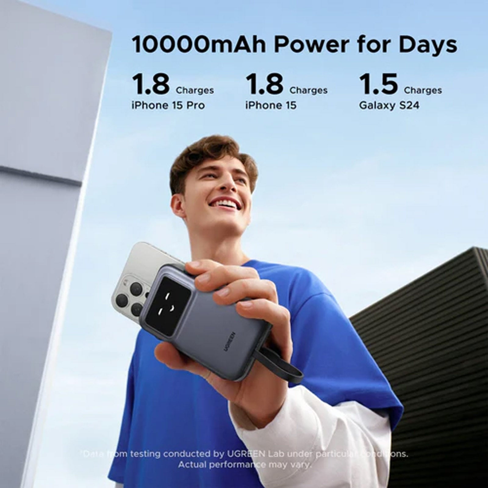 UGREEN PB511/35603B 10000MAH POWERBANK WITH BUILT-IN TYPE C CABLE