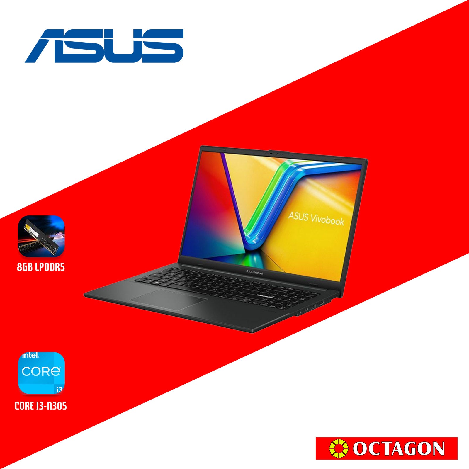 ASUS E1504GA-NJ651WSM/ CORE I3-N305/ 8GB/ 512GB SSD/ 15.6 FHD/ WIN 11/ OFFICE HOME 2024 + M365/ BLK