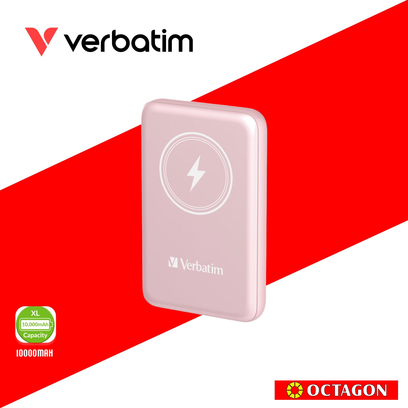 VERBATIM 32248 MAGNETIC WL 10000 MAH POWER PACK MCP - PD 20W MWC 15W PINK