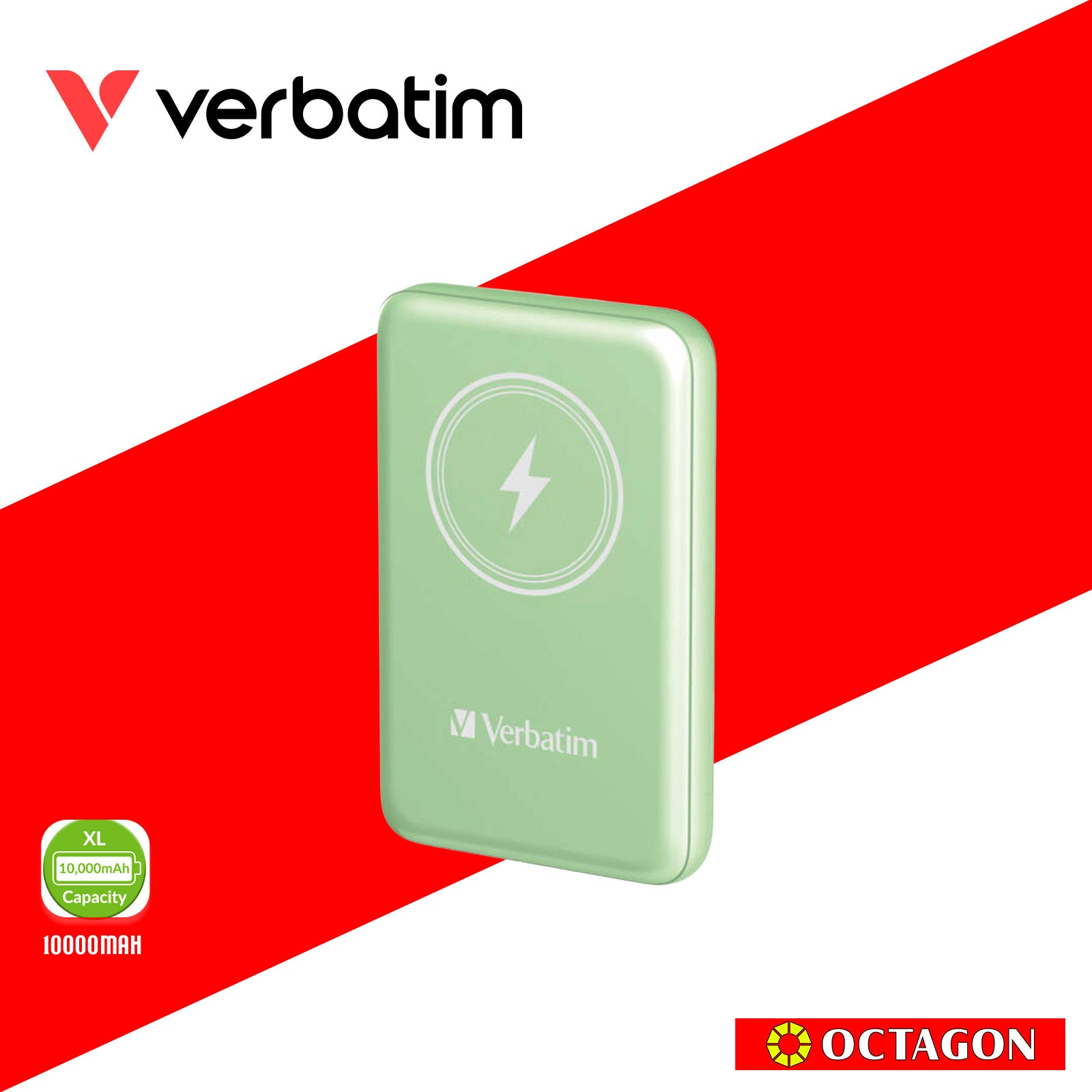 VERBATIM 32246 MAGNETIC WL 10000 MAH POWER PACK MCP - PD 20W MWC 15W GREEN