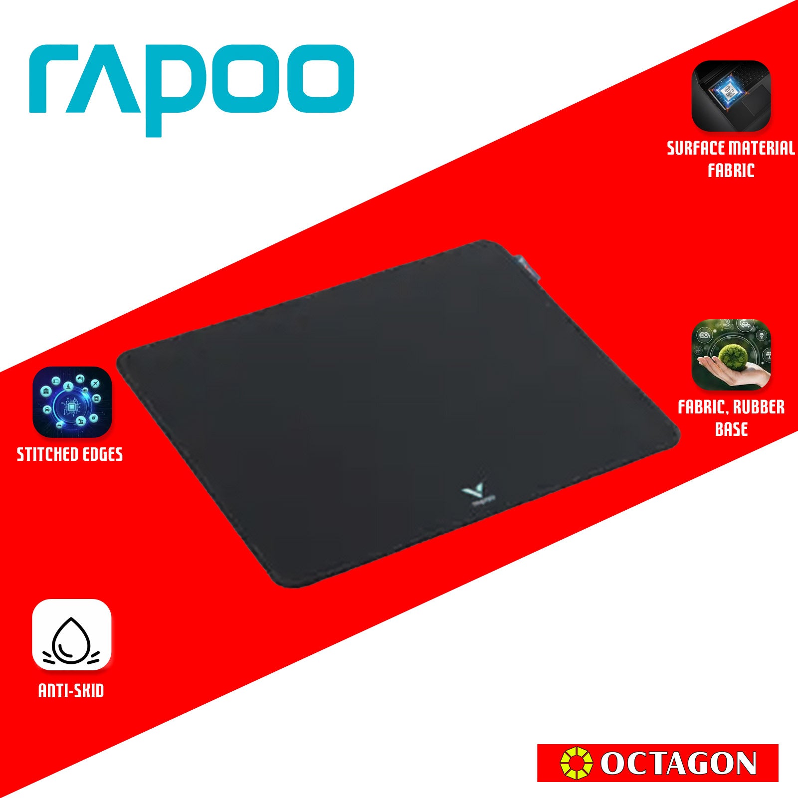 RAPOO V10S BLACK GAMING MOUSEPAD