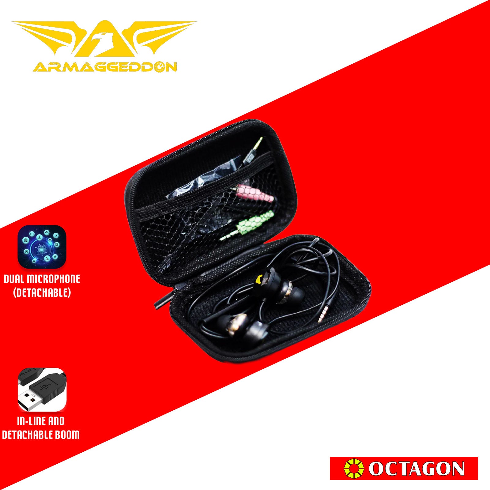 ARMAGGEDDON WASP-7 PRO 3D TYPE-C GAMING IN-EAR HEADSET WITH DETACHABLE MIC