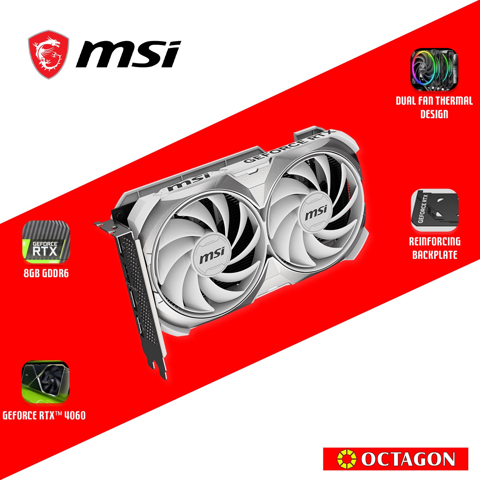 MSI RTX4060 VENTUS 2X 8GB OC BLACK / WHITE