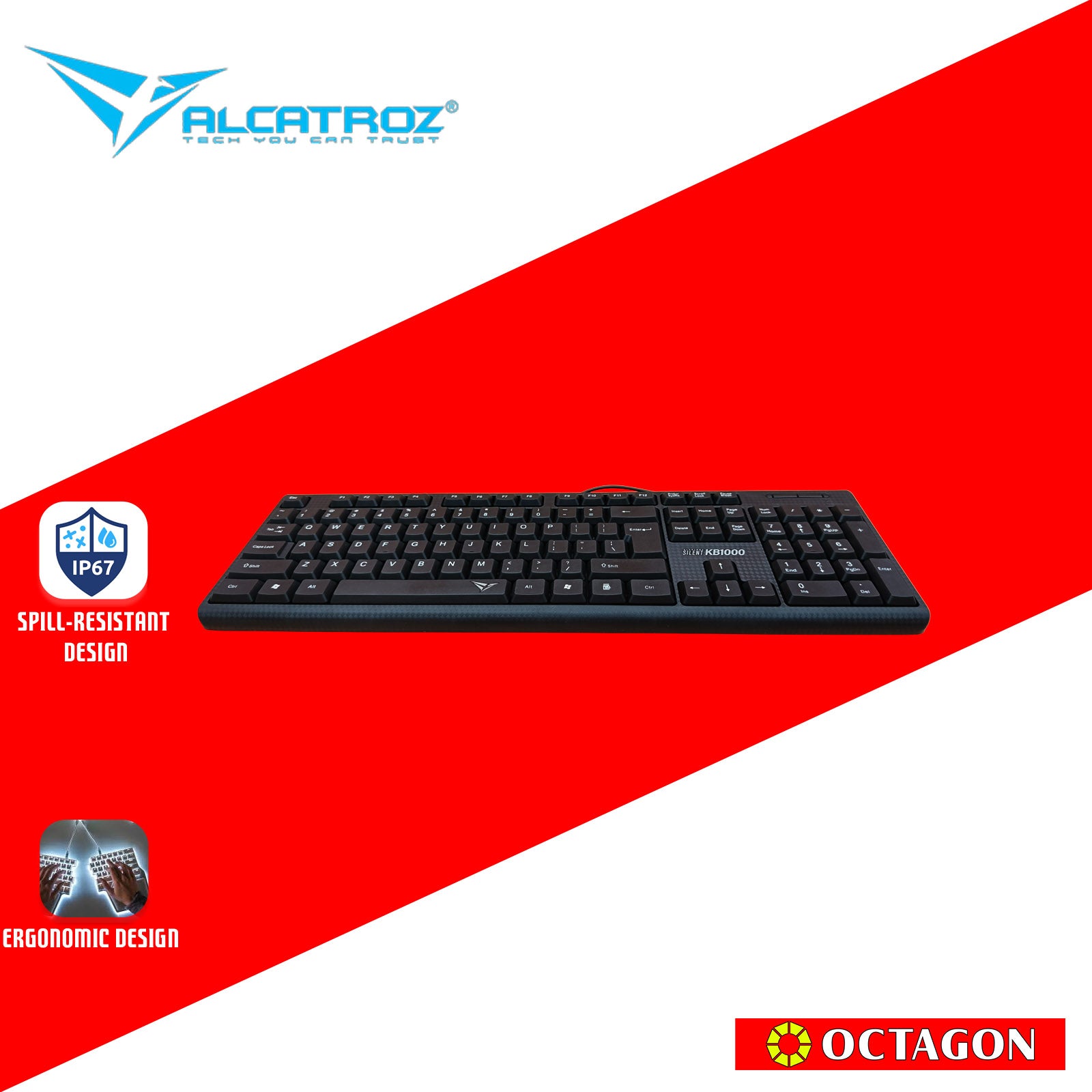 ALCATROZ SILENT KB1000 USB KEYBOARD BLACK