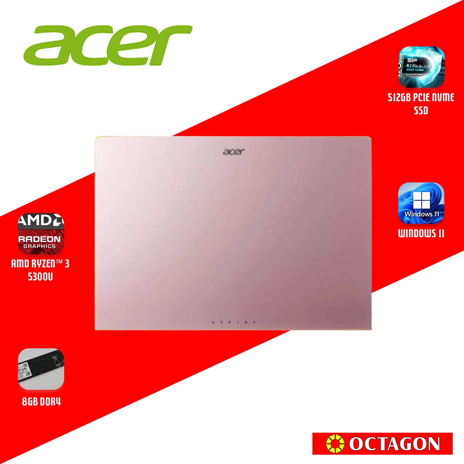 ACER ASPIRE LITE AL14-42-R8ST/ RYZEN 3 5300U/ 8GB/ 512GB SSD/ 14