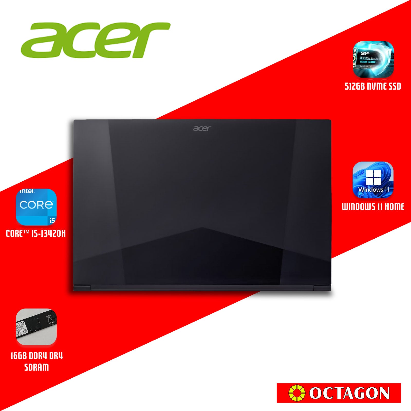 ACER ASPIRE 7 A715-59G-5618/ CORE I5-13420H/ 16GB/ 512GB SSD/ 15.6 FHD/ WIN 11/ RTX3050 6GB/ OFFICE H&S 2024/ BLK