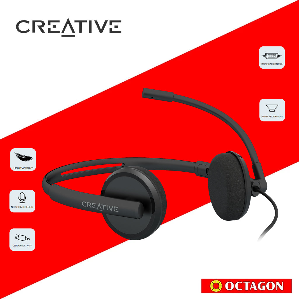 CREATIVE HS-220 HEADSET USB NOISE CANCELLING CONDENSER MIC