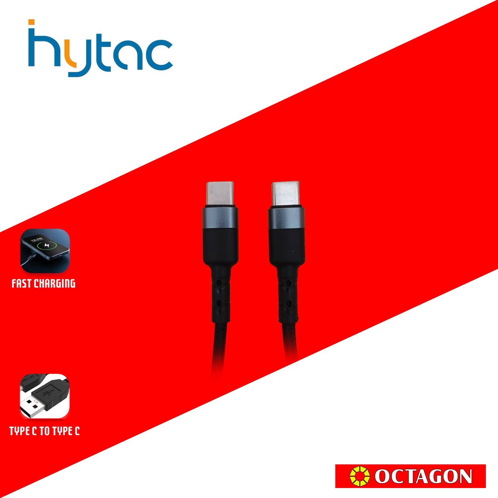 HYTAC HCC204CC TYPE C TO TYPE C FAST CHARGING CABLE 60W 50CM BLACK