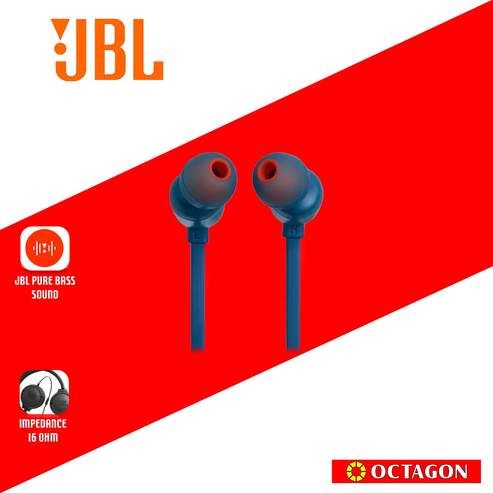 JBL T310C BLUE WIRED EARPHONE