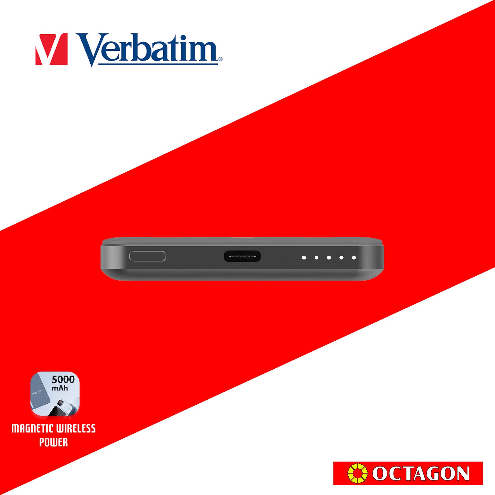 VERBATIM 66907 POWER PACK 5000MAH MAGNETIC WIRELESS CHARGING (BLACK)