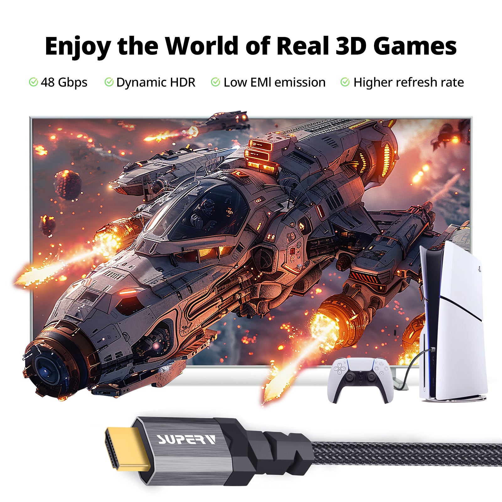SUPERV  H8K100  HDR HDMI cable 8K 48G,  1M