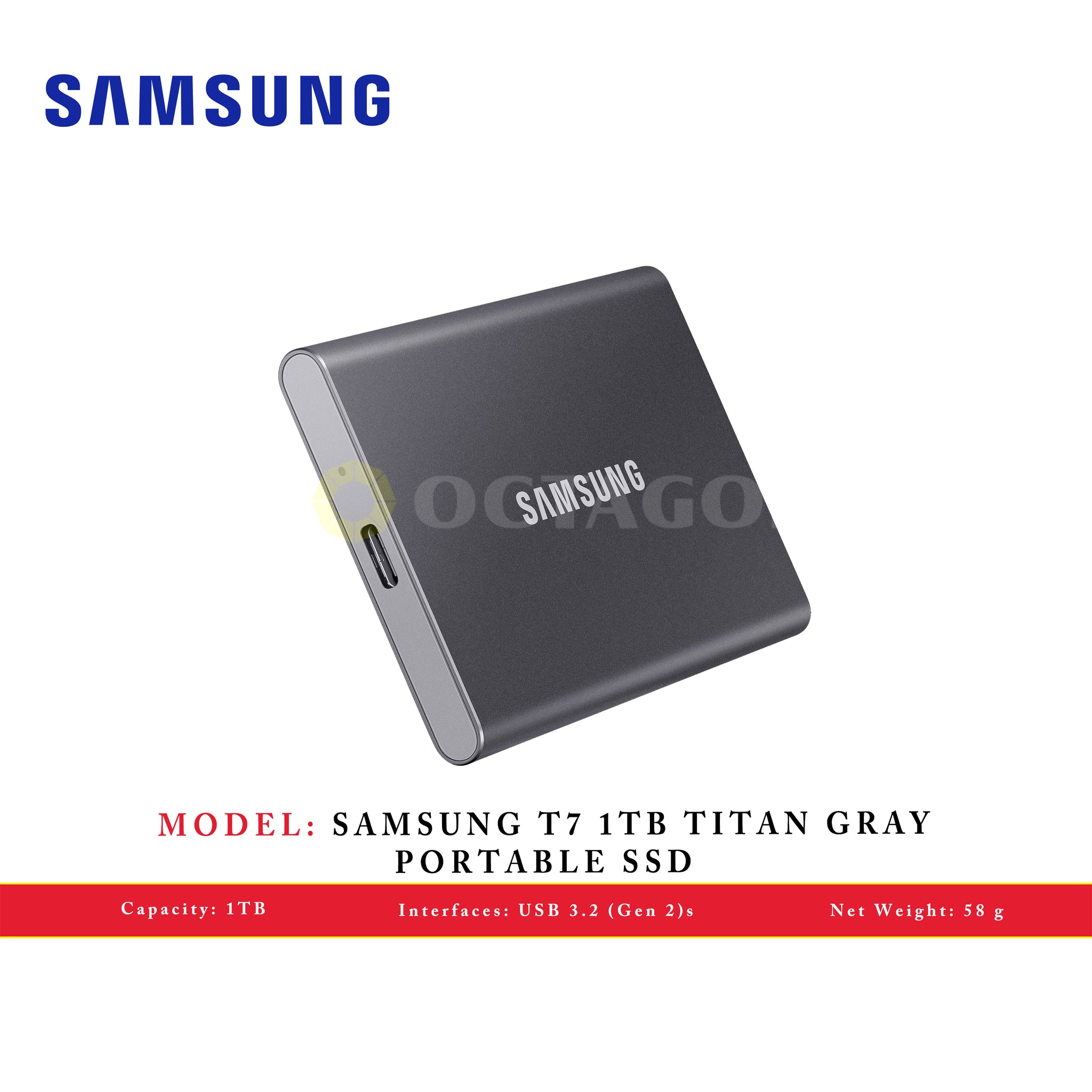 SAMSUNG T7 1TB TITAN GRAY PORTABLE SSD