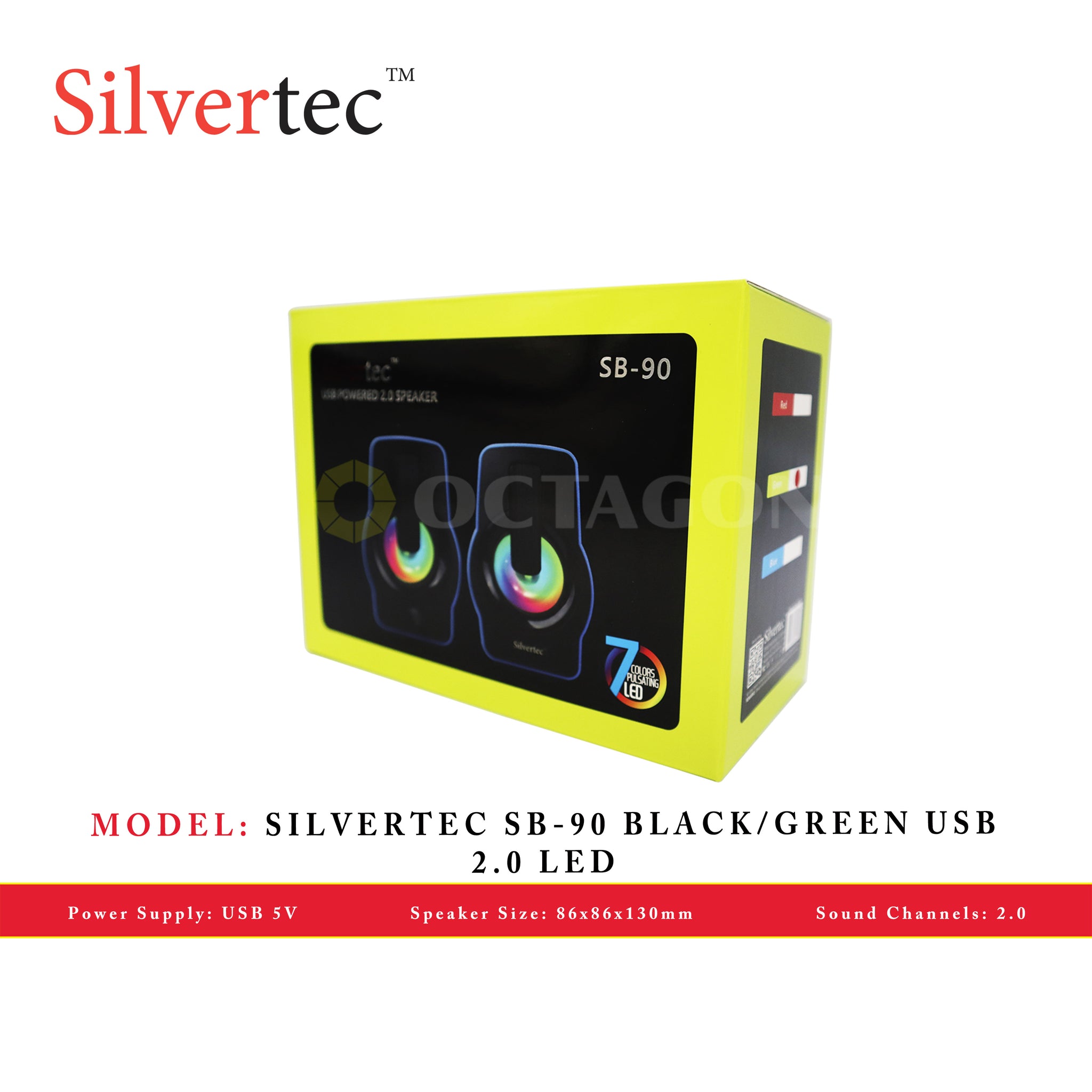 SILVERTEC SB-90 BLACK/GREEN USB 2.0 LED