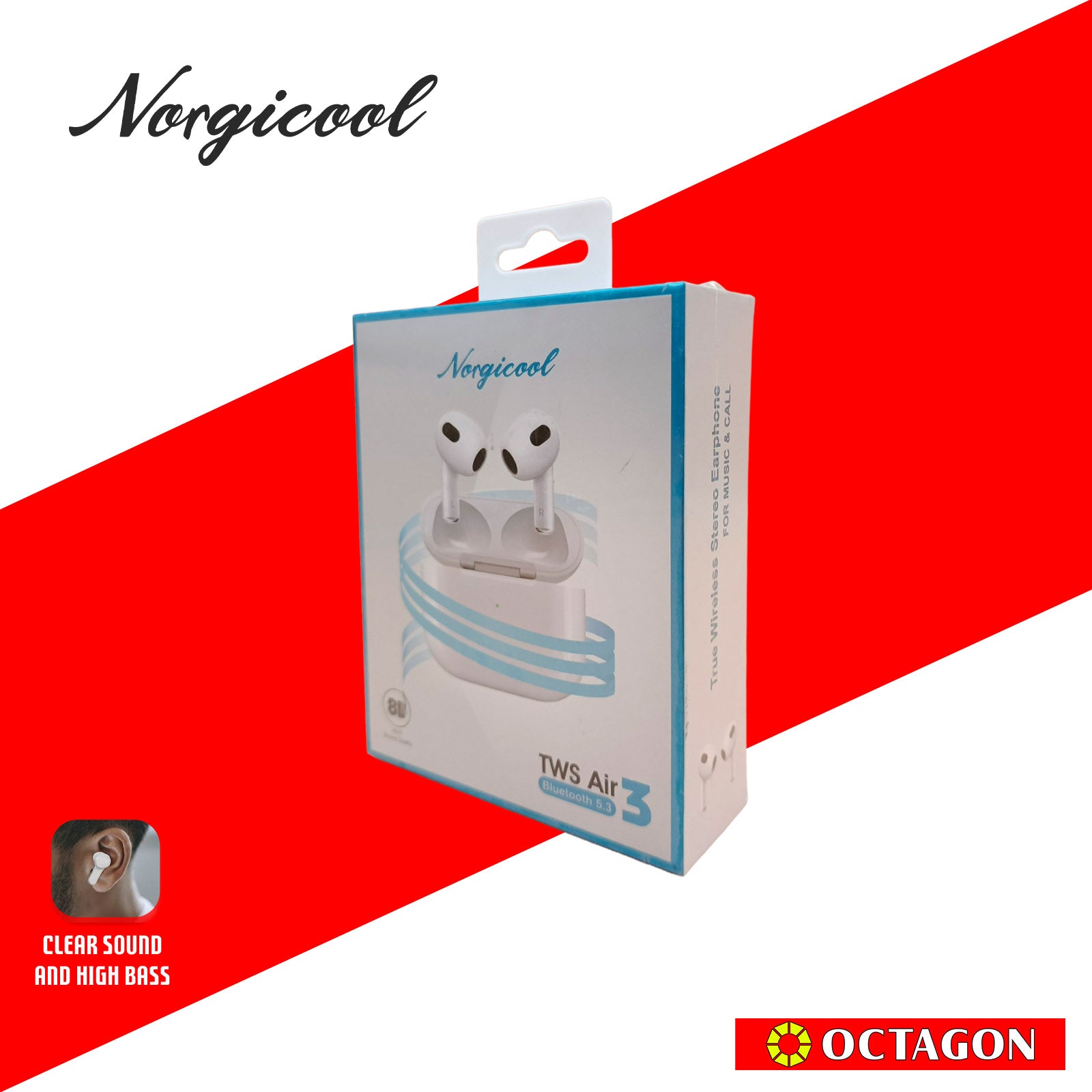NORGICOOL AIR 3 WHITE TWS EARPHONE ANC+ENC