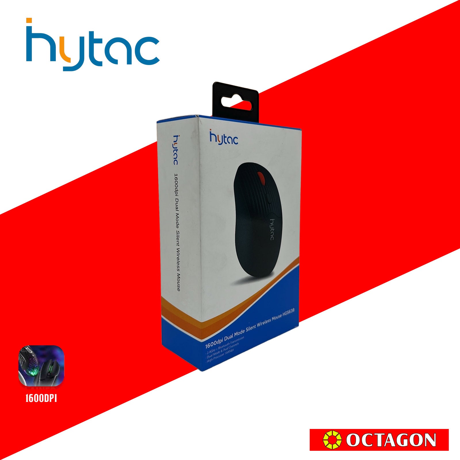 HYTAC HGS638 BLACK 1600DPI DUAL MODE SILENT WIRELESS MOUSE