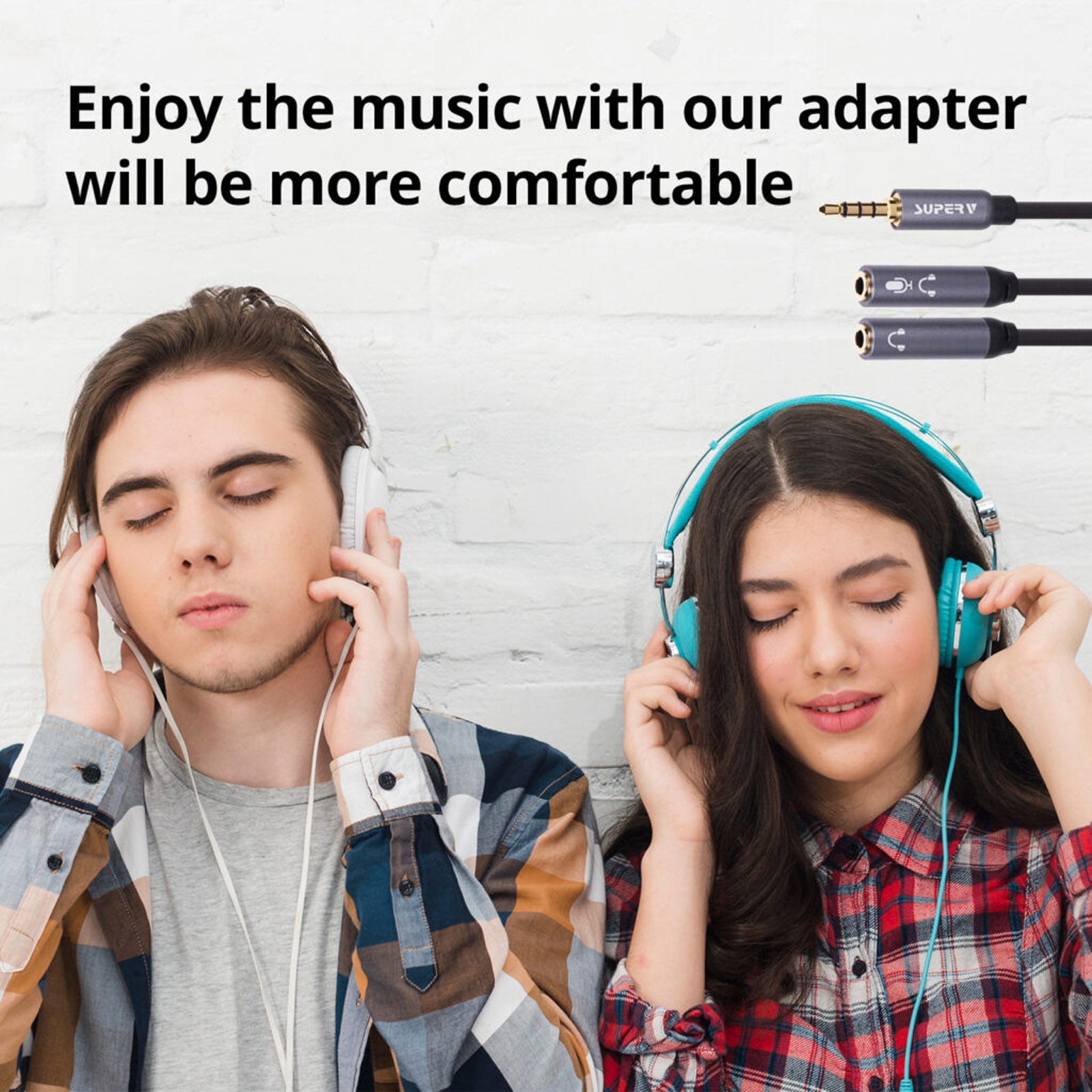 SUPERV AY30 3.5MM TRRS HEADPHONE Y 2 FEMALE / 1MALE SPLITTER CABLE