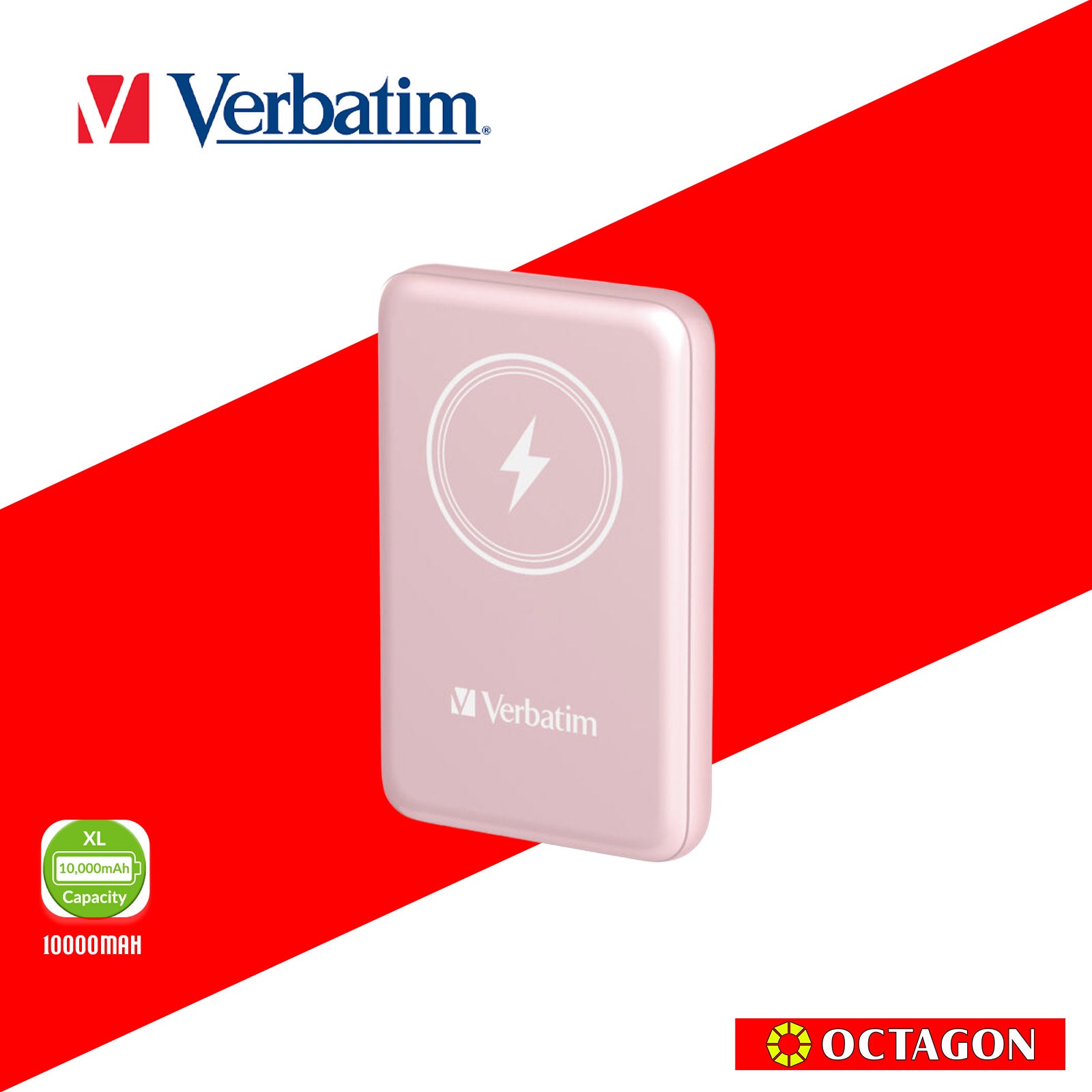 VERBATIM 32248 MAGNETIC WL 10000 MAH POWER PACK MCP - PD 20W MWC 15W PINK