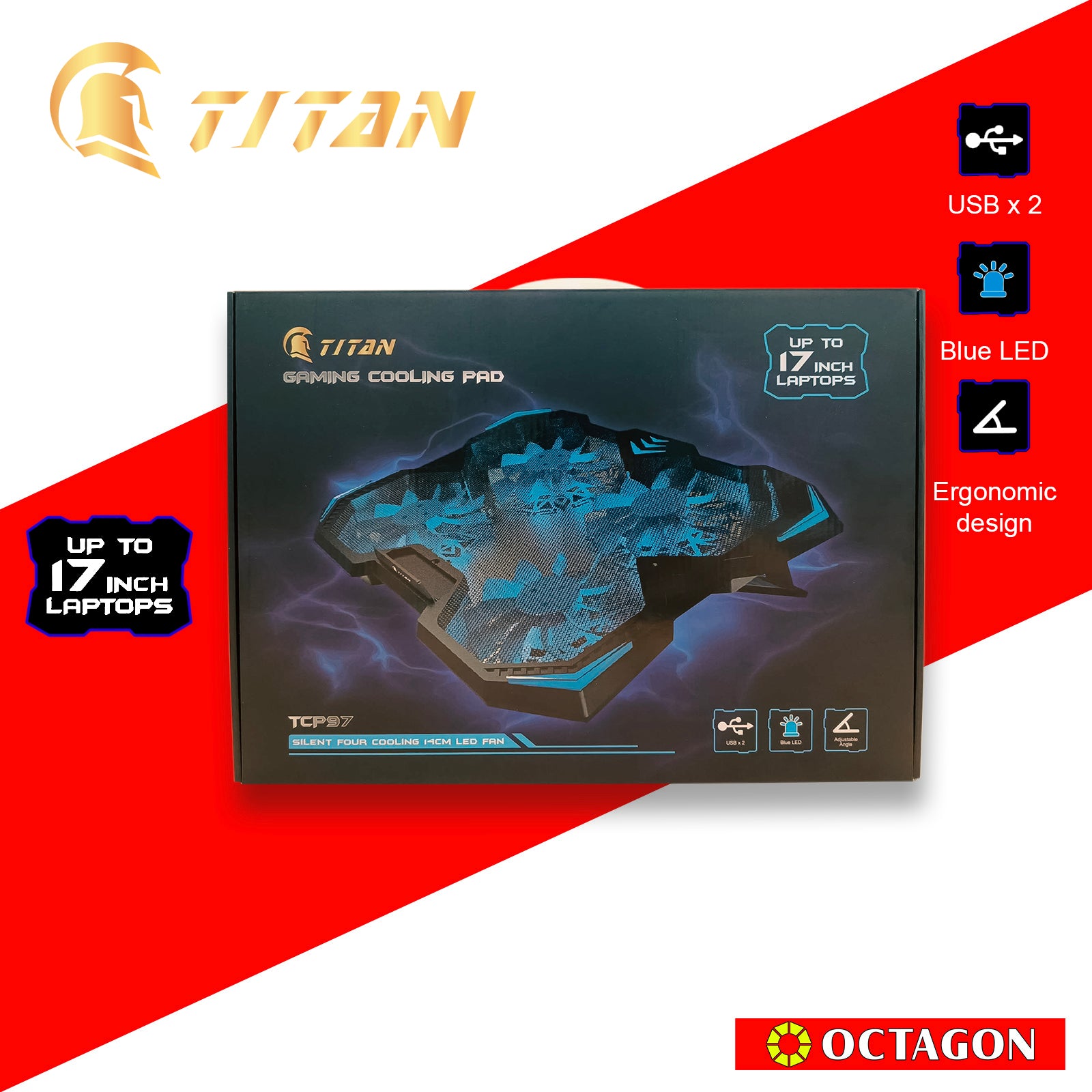 TITAN TCP97 17 NOTEBOOK COOLER BLUE LED
