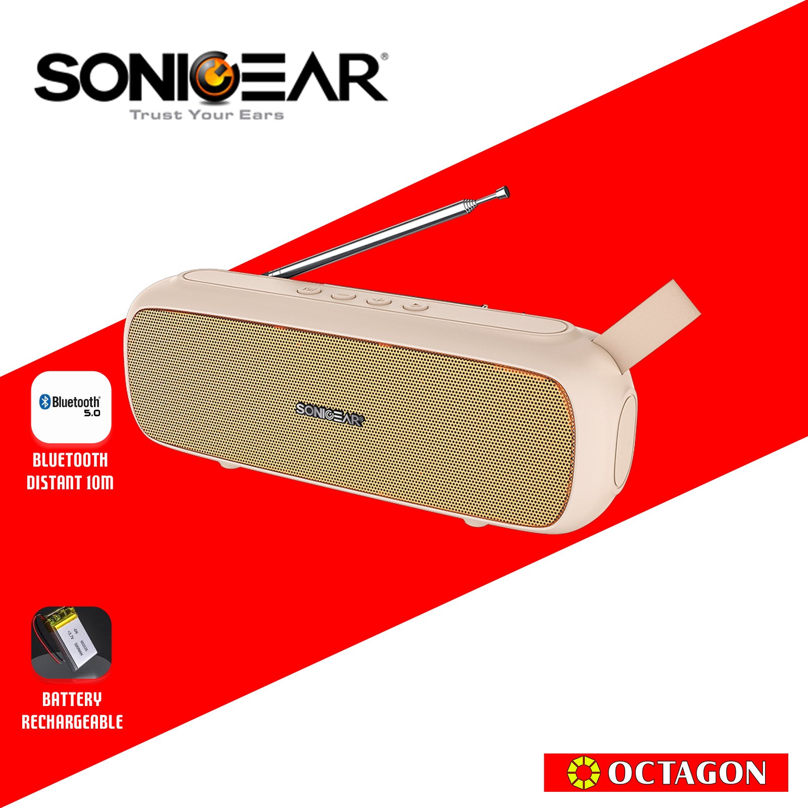 SONIC GEAR P8000 SUPER GRAPHITE/LILAC/CHAMPAGNE BT SPEAKER