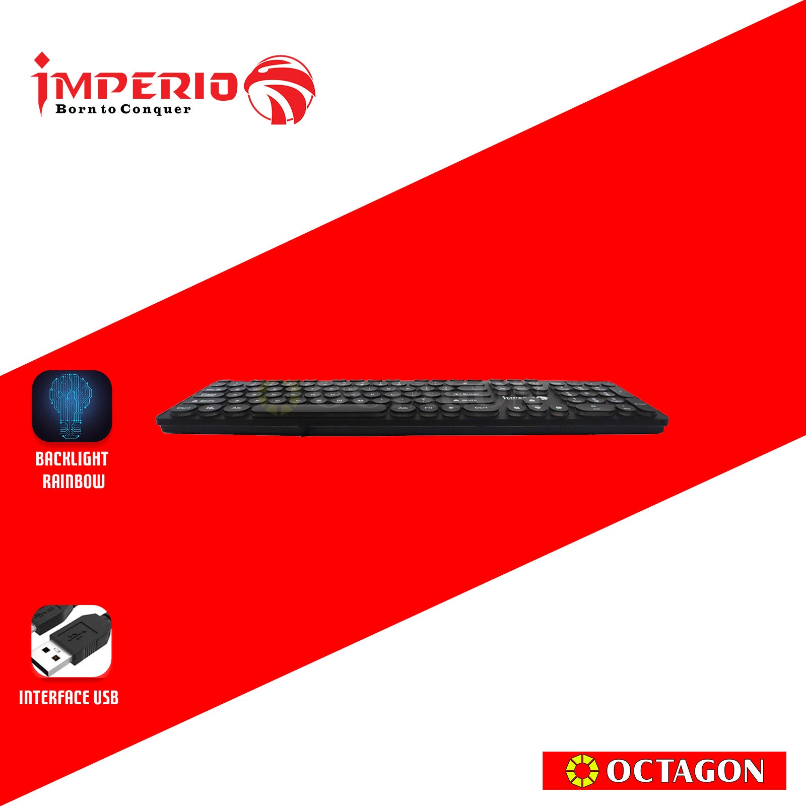 IMPERIO IKBL-K500 GAMING KEYBOARD US LAYOUT RAINBOW BACKLIGHT
