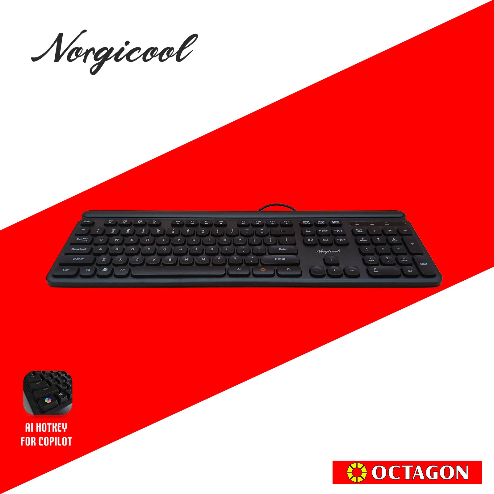 NORGICOOL NK3229I BLACK USB KEYBOARD 104 KEYS