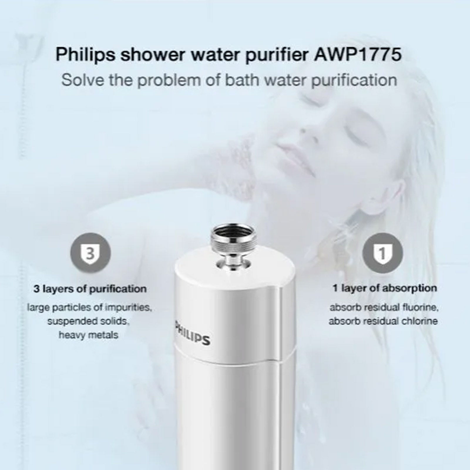 PHILIPS WATER AWP1775CH/97 CHROME CHLORINE REMOVAL SHOWER FILTER