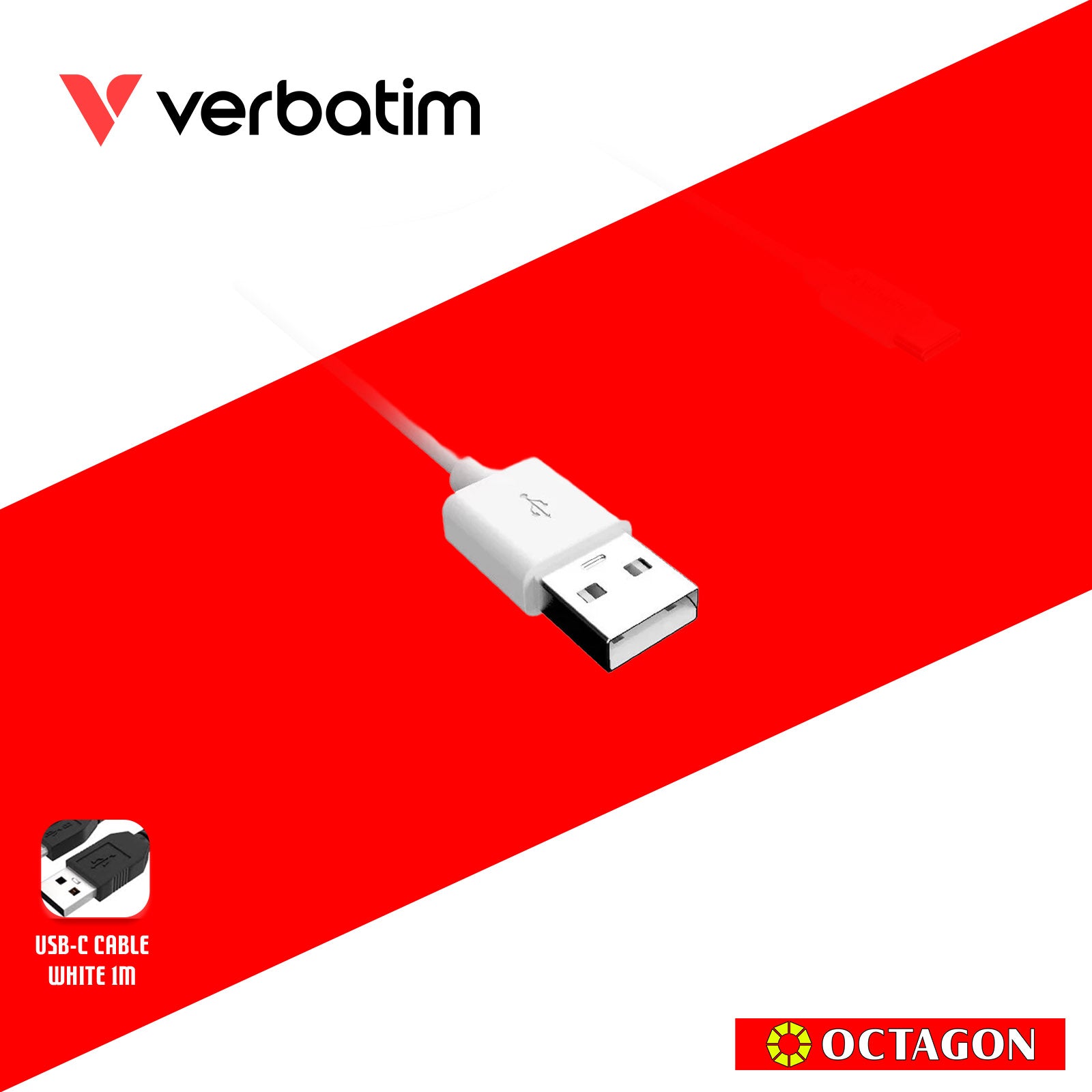 VERBATIM 66582 LIGHTNING TO USB-C CABLE WHITE 1M