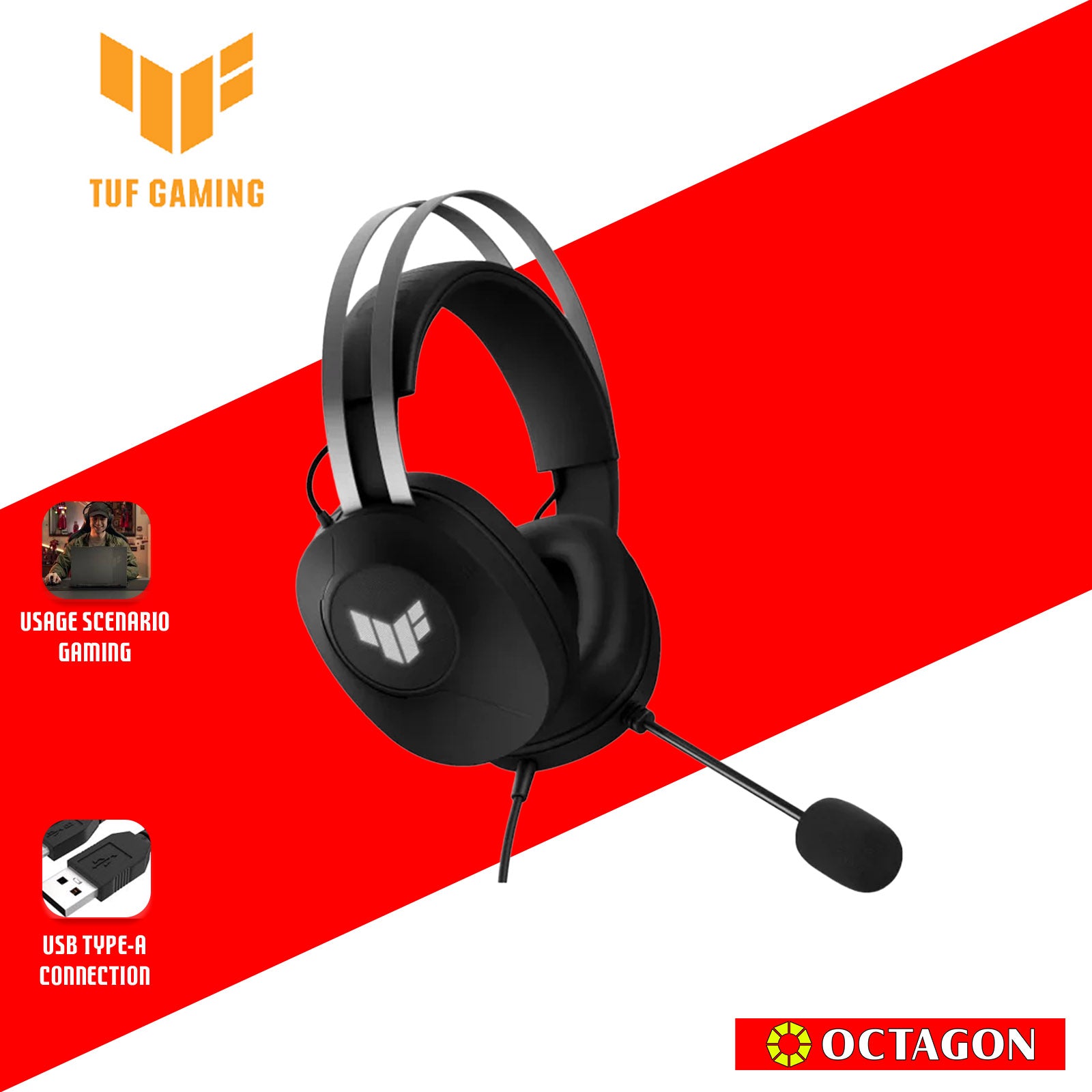 ASUS A302 TUF GAMING H1 GEN II BLACK USB HEADSET