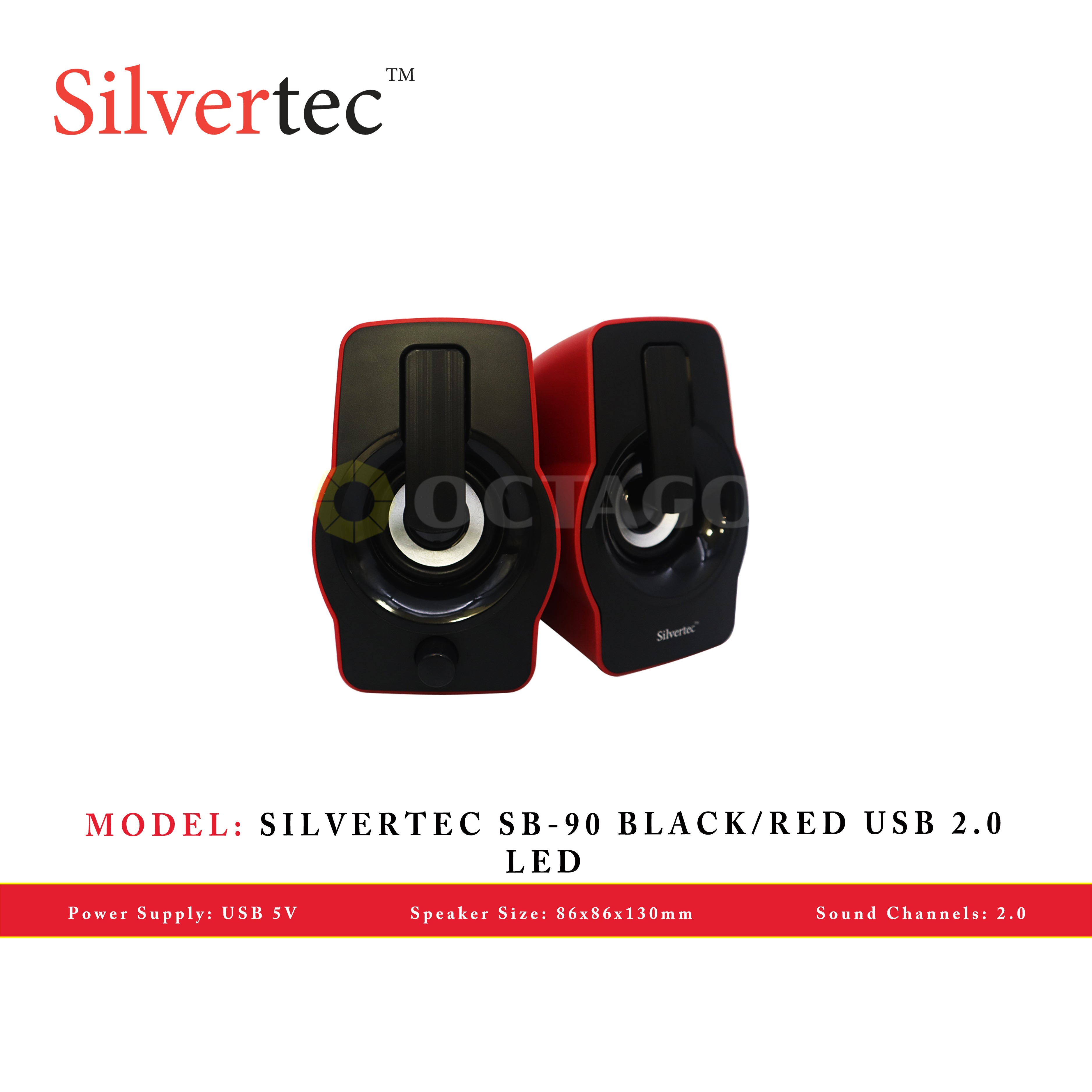 SILVERTEC SB-90 BLACK/RED USB 2.0 LED