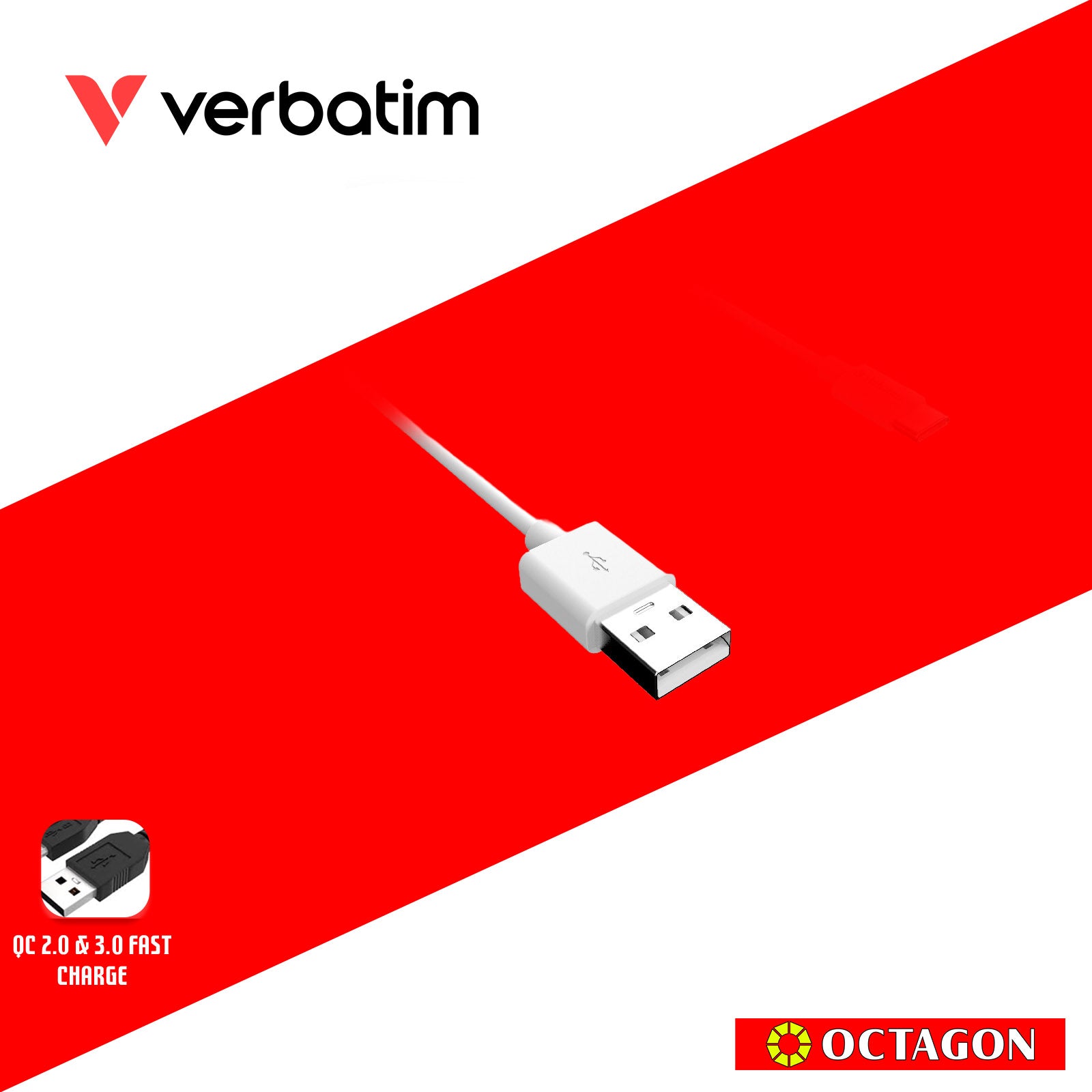VERBATIM 66586 SYNC & CHARGE TYPE-C TO TYPE-C CABLE (PD60W & 480MBPS) 100CM (WHITE)