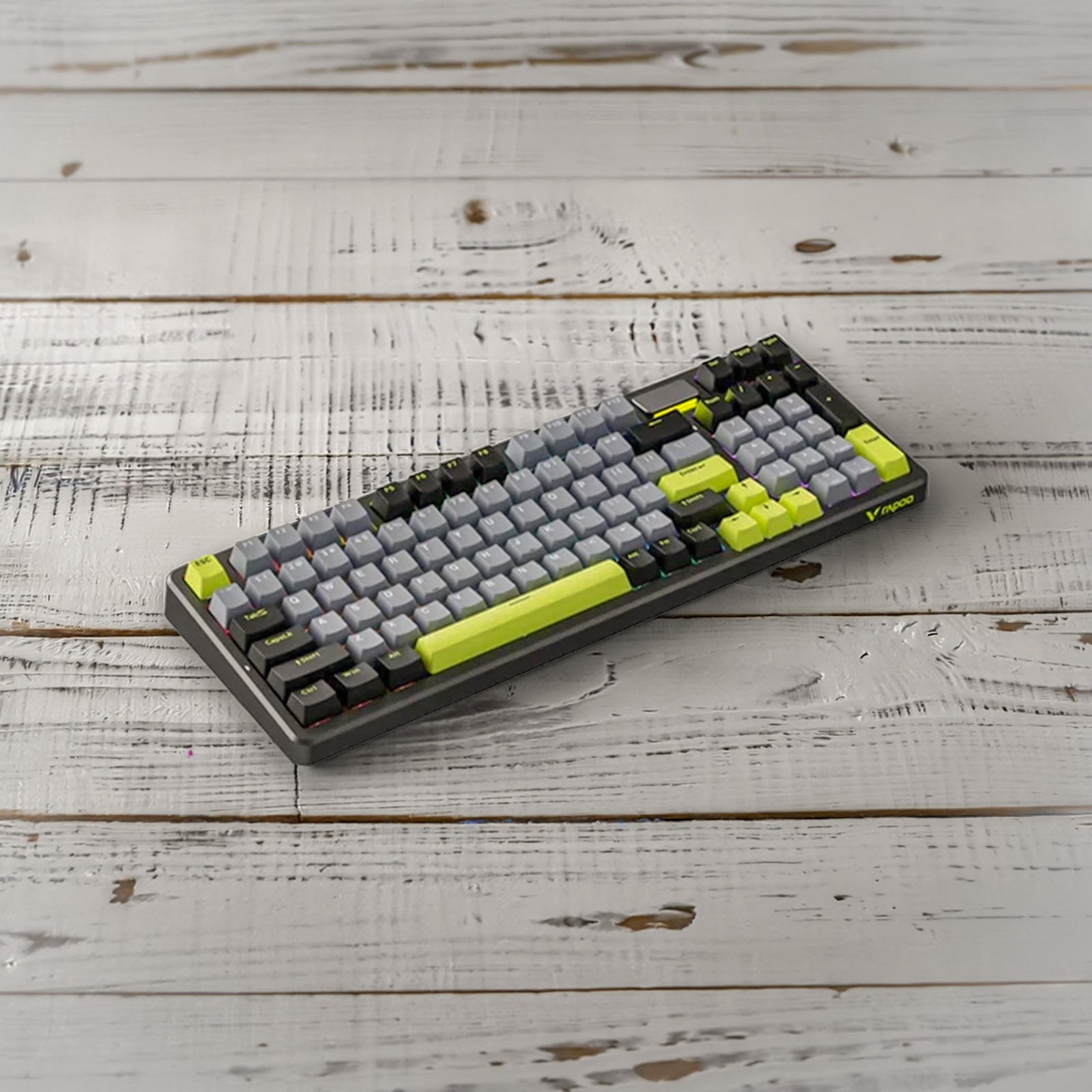 RAPOO V700DIY-98 BLACK GREY GREEN FULL BACKLIT MECHANICAL GAMING KEYBOARD