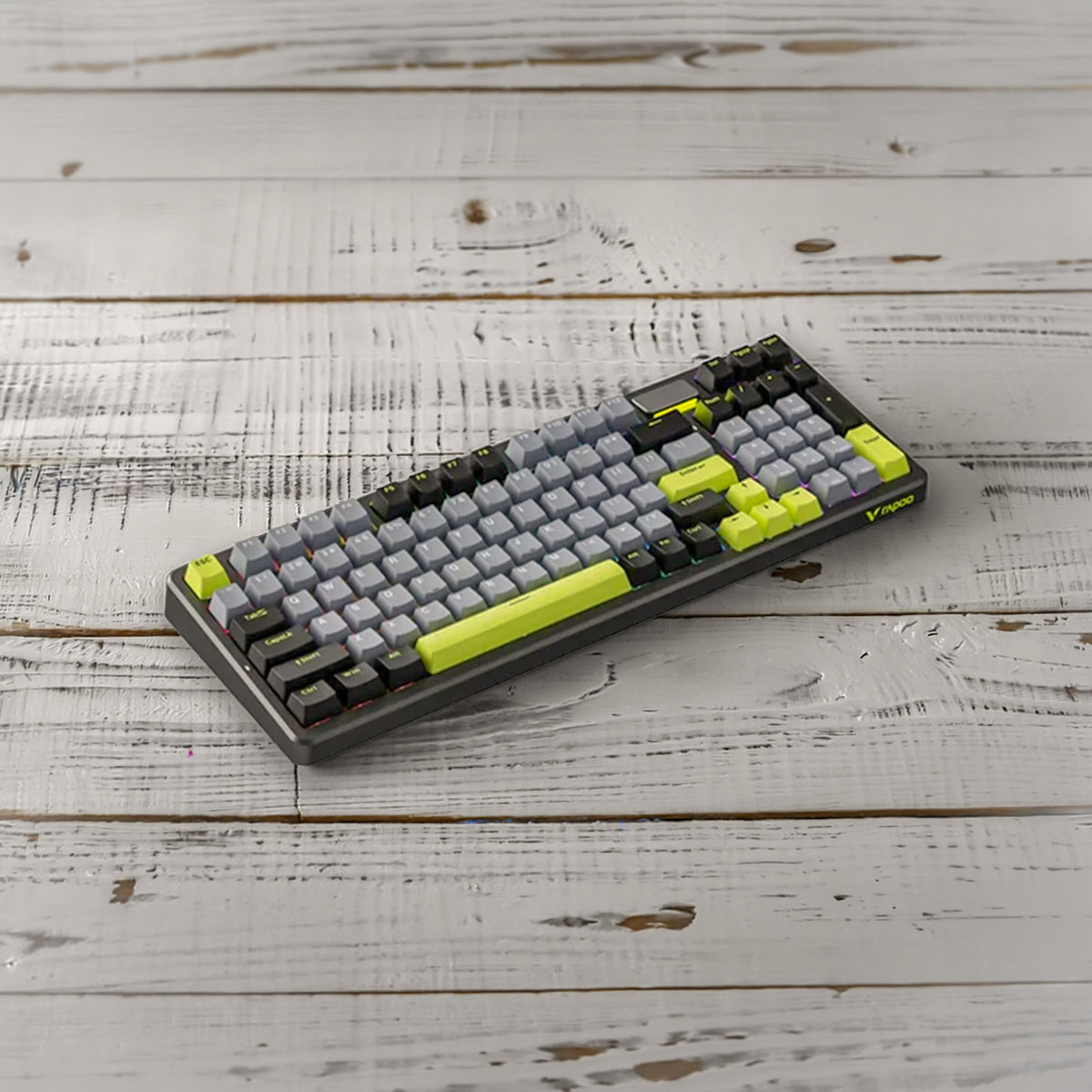 RAPOO V700DIY-98 BLACK GREY GREEN FULL BACKLIT MECHANICAL GAMING KEYBOARD