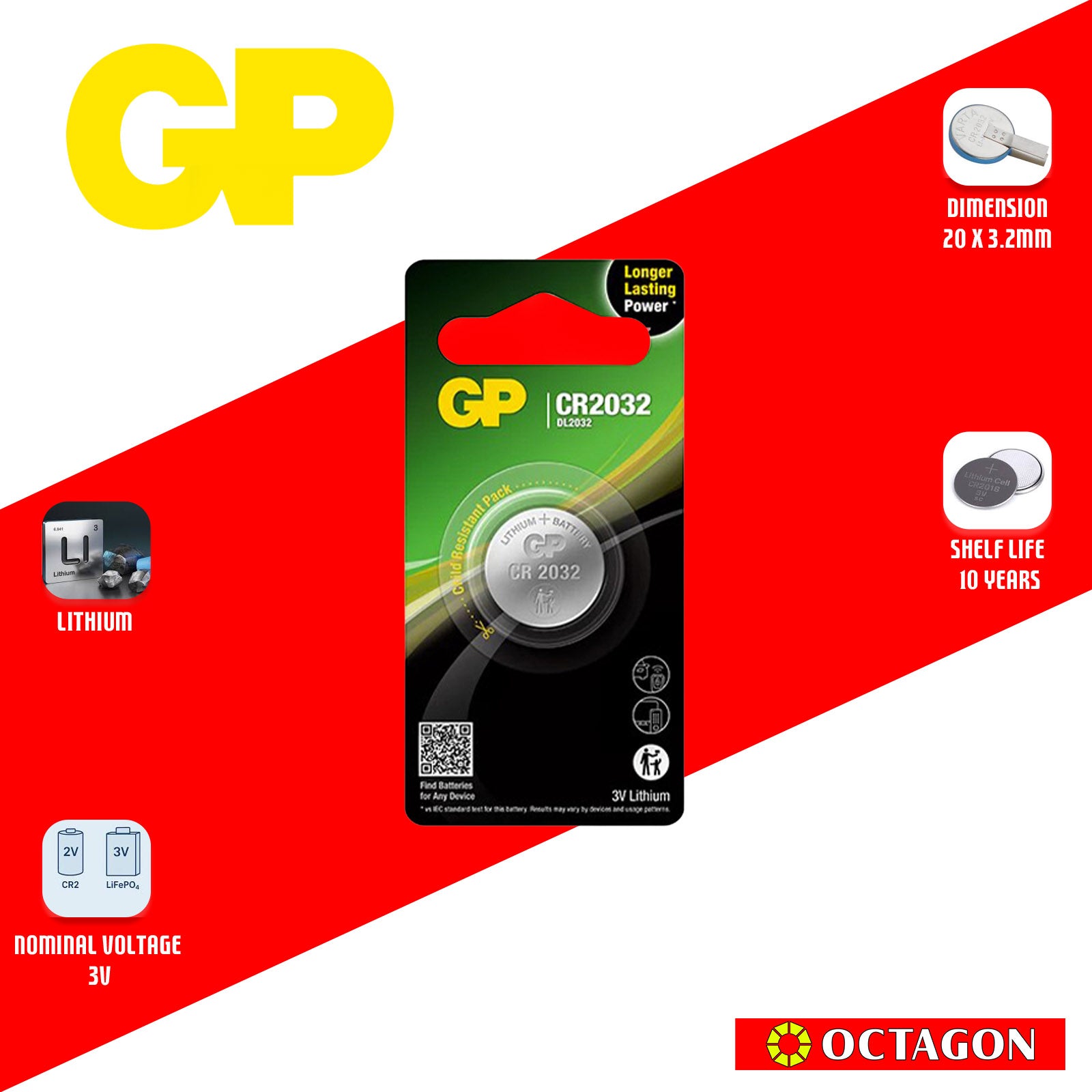 GP CR2032 LITHIUM COIN