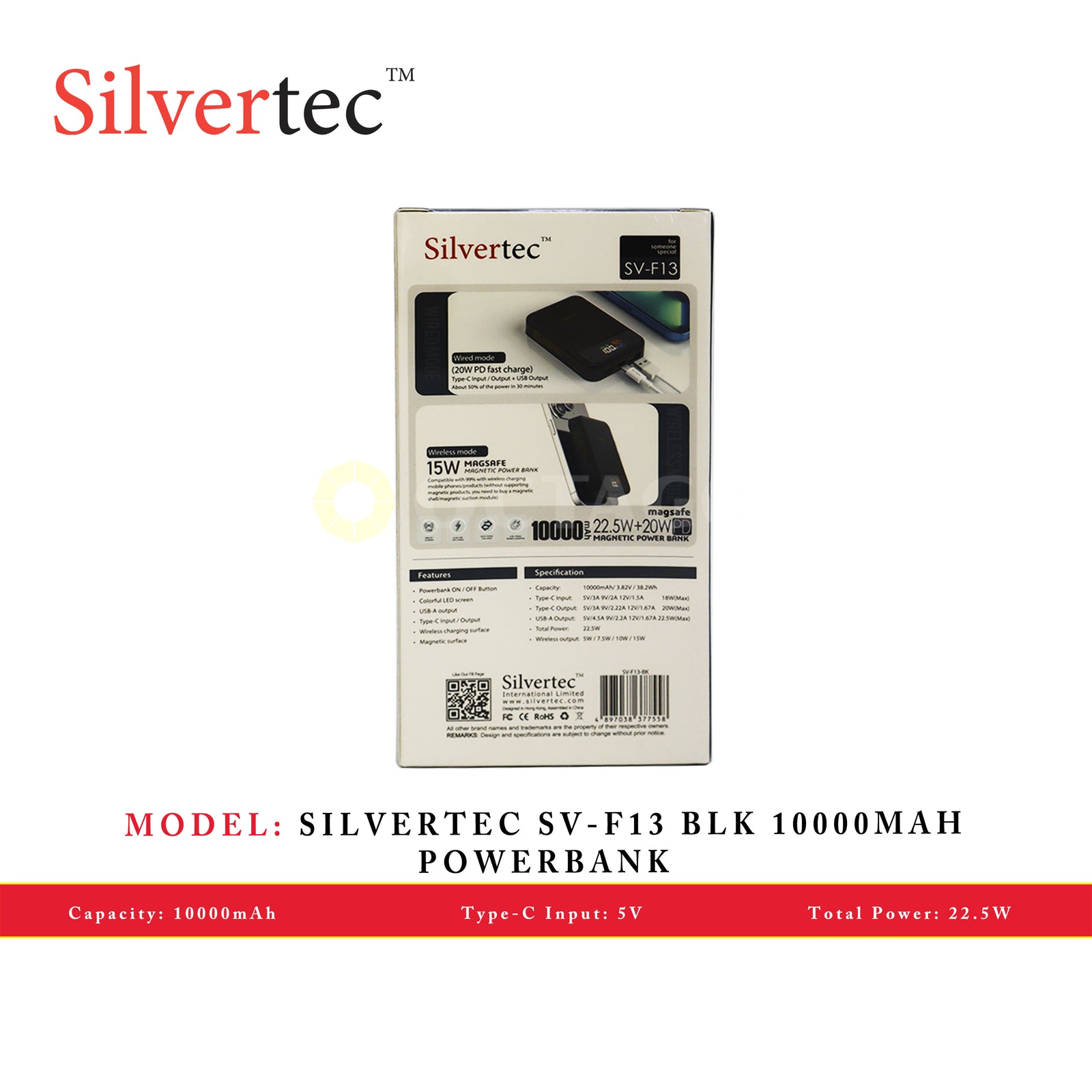 SILVERTEC SV-F13 BLK 10000MAH POWERBANK