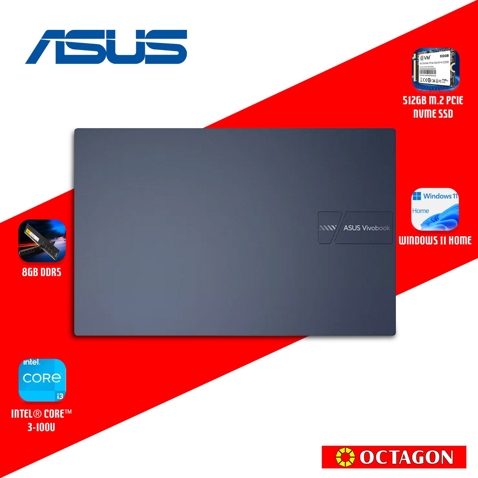 ASUS X1504VA-BQ4301WSM/ CORE 3-100U/ 8GB/ 512GB SSD/ 15.6 FHD/ WIN 11